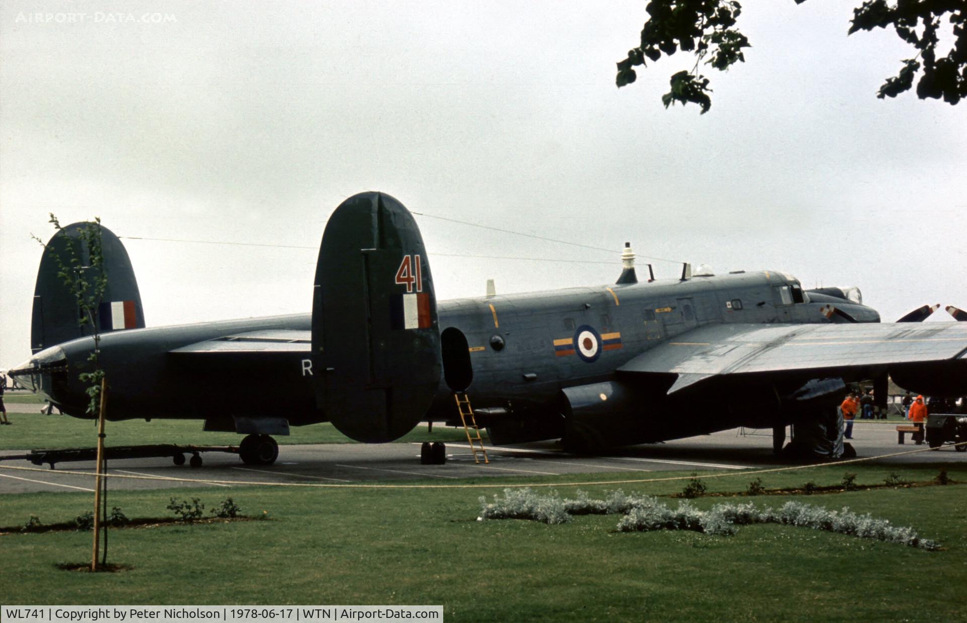 WL741, 1952 Avro 716 Shackleton AEW.2 C/N Not found WL741, Shackleton AEW.2 of 8 Squadron in the static park of the 1978 Waddington Airshow.