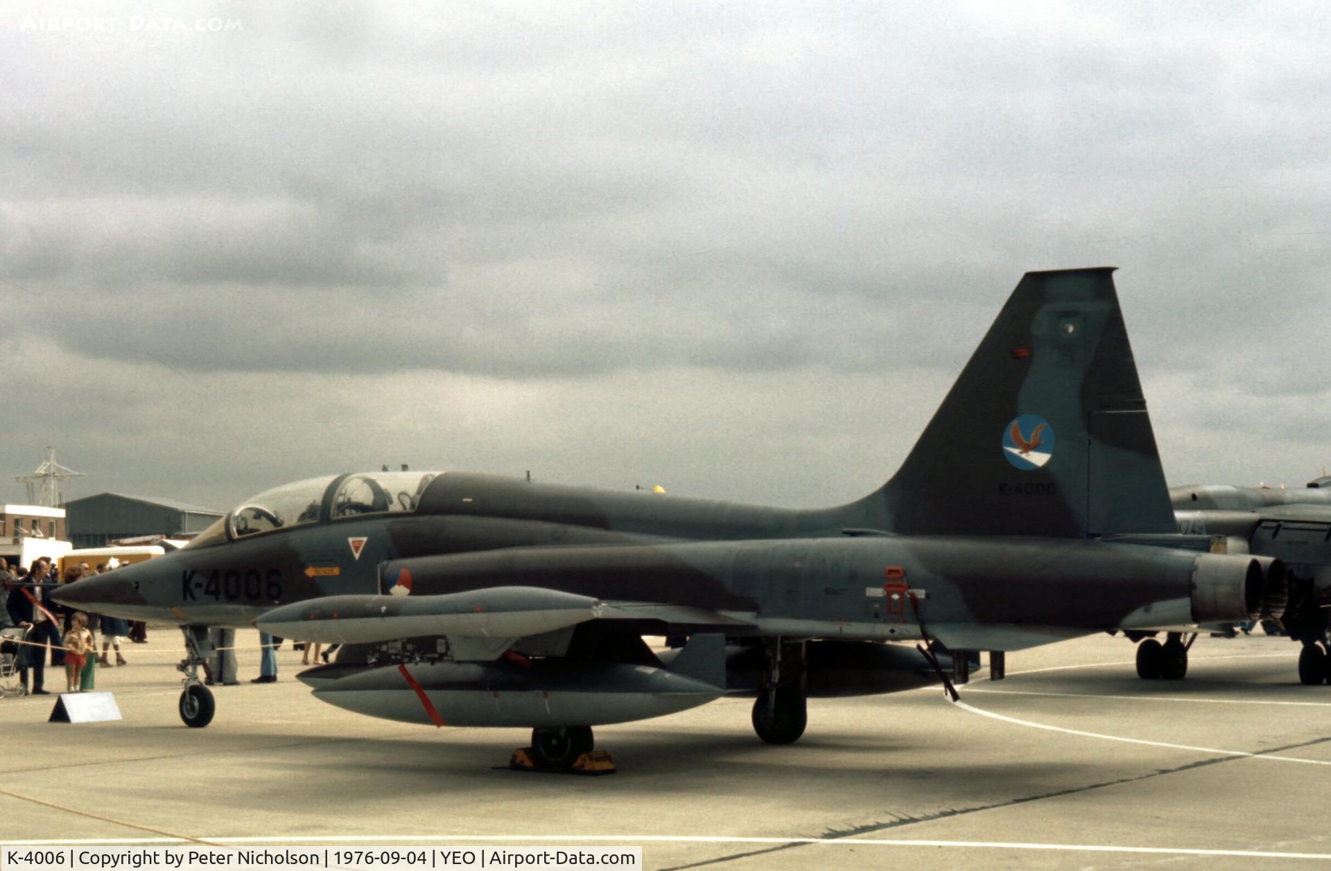 K-4006, 1969 Canadair NF-5B Freedom Fighter C/N 4006, Another view of 316 Squadron's NF-5B at the 1976 Yeovilton Open Day.