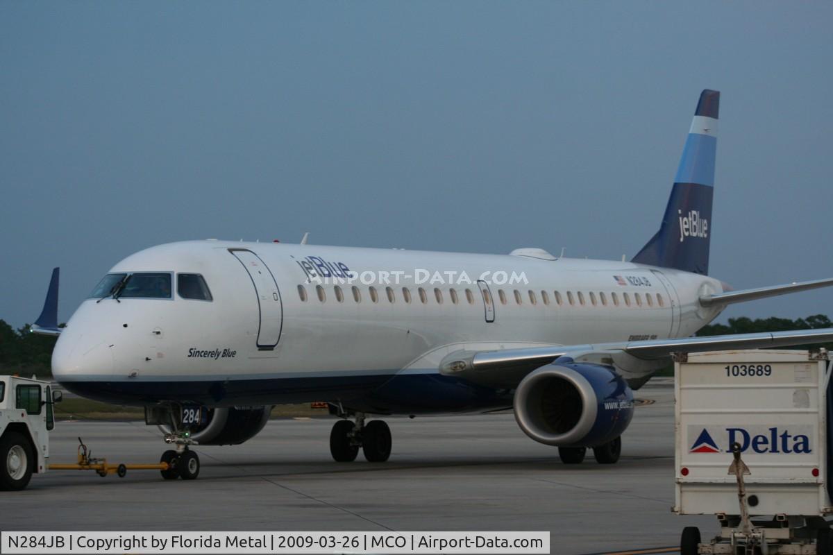 N284JB, 2008 Embraer 190AR (ERJ-190-100IGW) C/N 19000144, Jet Blue's inaugeral flight to San Jose Costa Rica from MCO