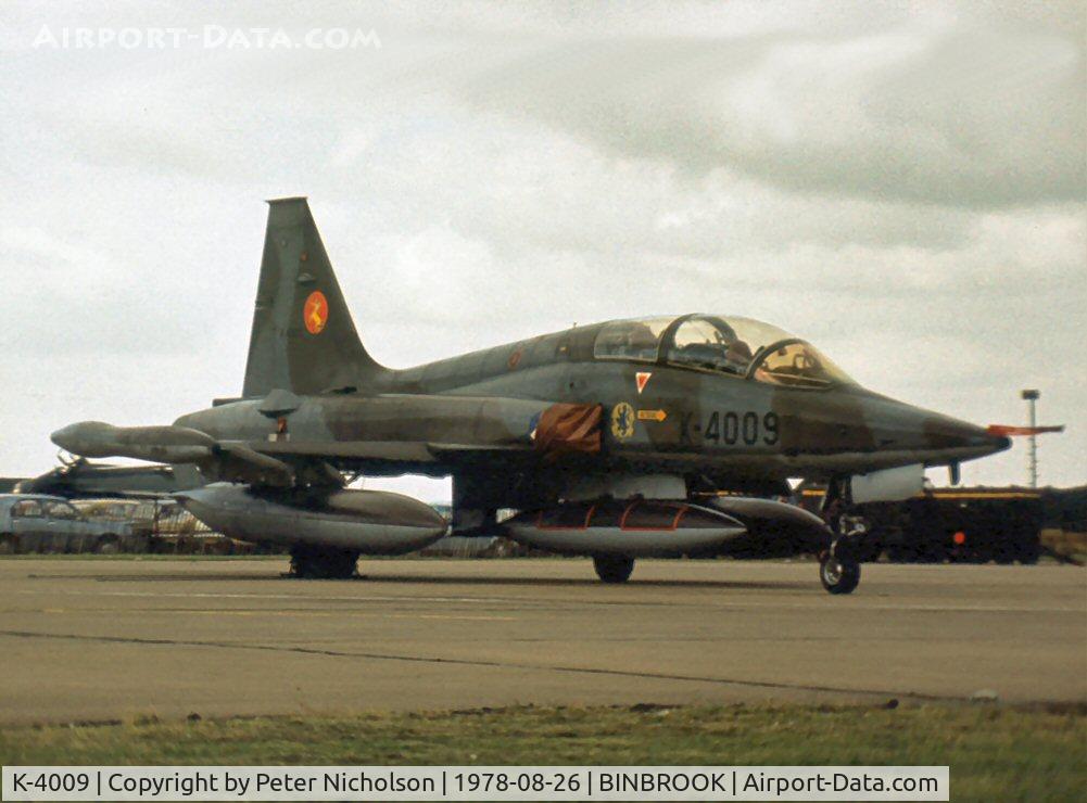 K-4009, 1969 Canadair NF-5B Freedom Fighter C/N 4009, Royal Netherlands Air Force NF-5B of 314 Squadron displayed at the 1978 Binbrook Airshow.
