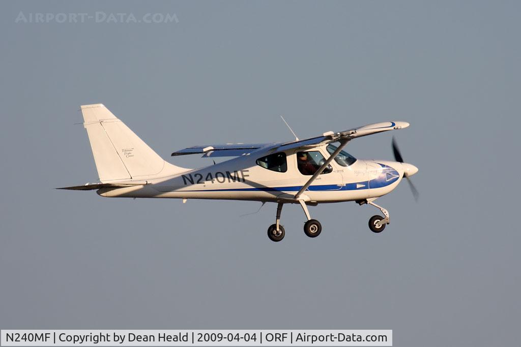 N240MF, 2002 OMF 100-160 Symphony C/N 0024, Tidewater Flight Center's 2002 Symphony OMF-100-160 N240MF climbing out from RWY 23 after a touch-'n-go. This aircraft is based at Chesapeake Regional Airport (KCPK) - Chesapeake, VA.