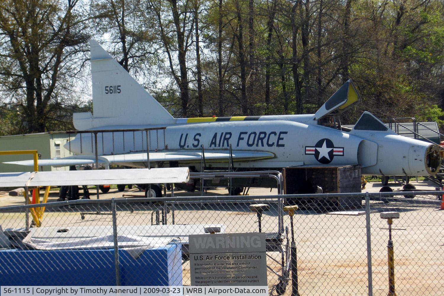 56-1115, Convair F-102A Delta Dagger C/N 8-10-332, F-102 in restoration area at Museum of Aviation, Robins AFB