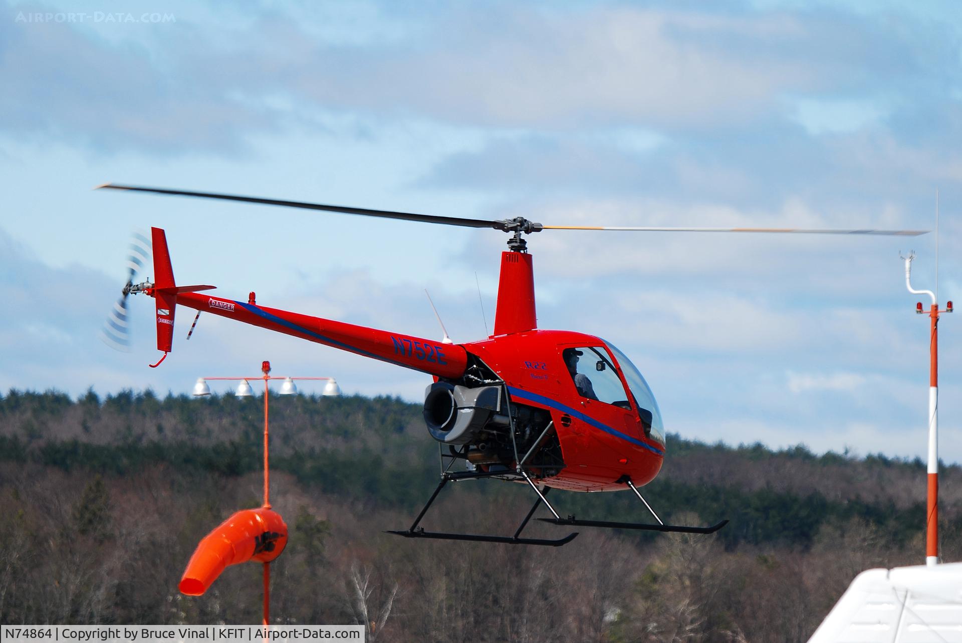 N74864, 2005 Robinson R22 BETA C/N 3997, Bright Red R22 at Fitchburg