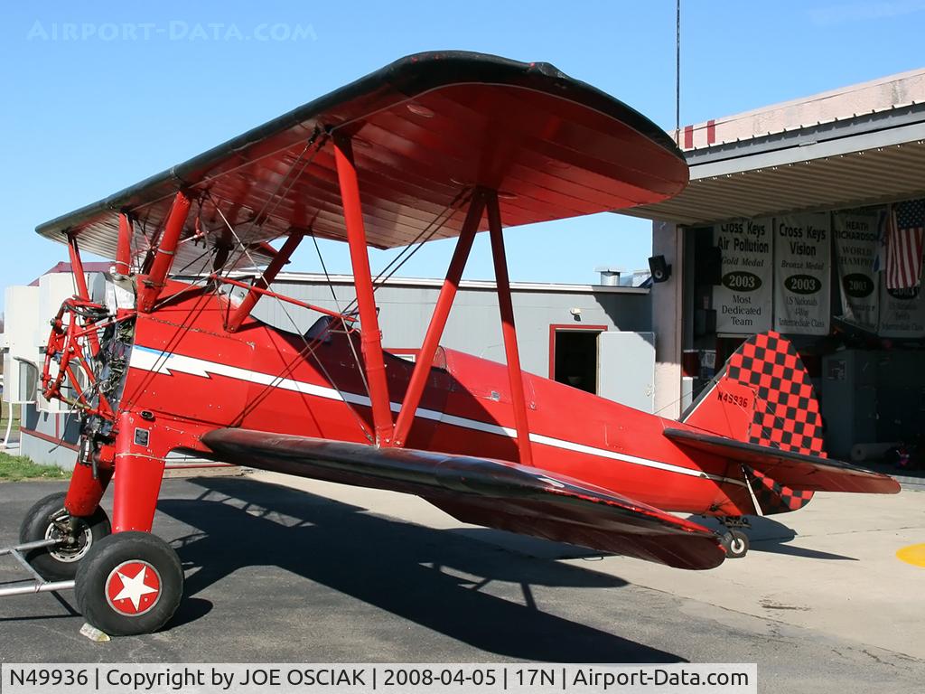 N49936, 1942 Boeing A75N1(PT17) C/N 75-4232, Waiting for repairs at Cross Keys