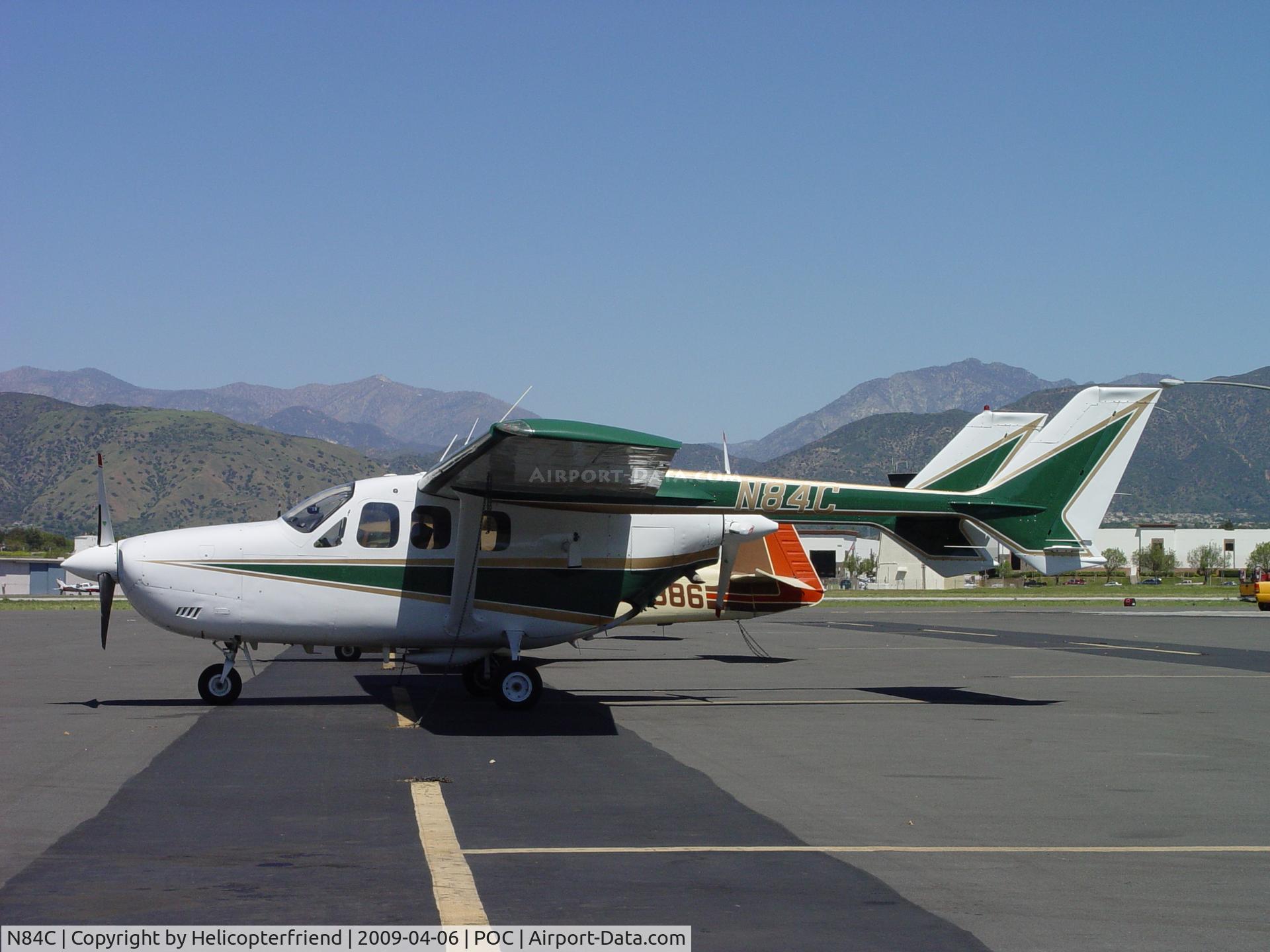 N84C, 1973 Cessna T337G Turbo Super Skymaster C/N P3370115, Parked in transient parking at Brackett
