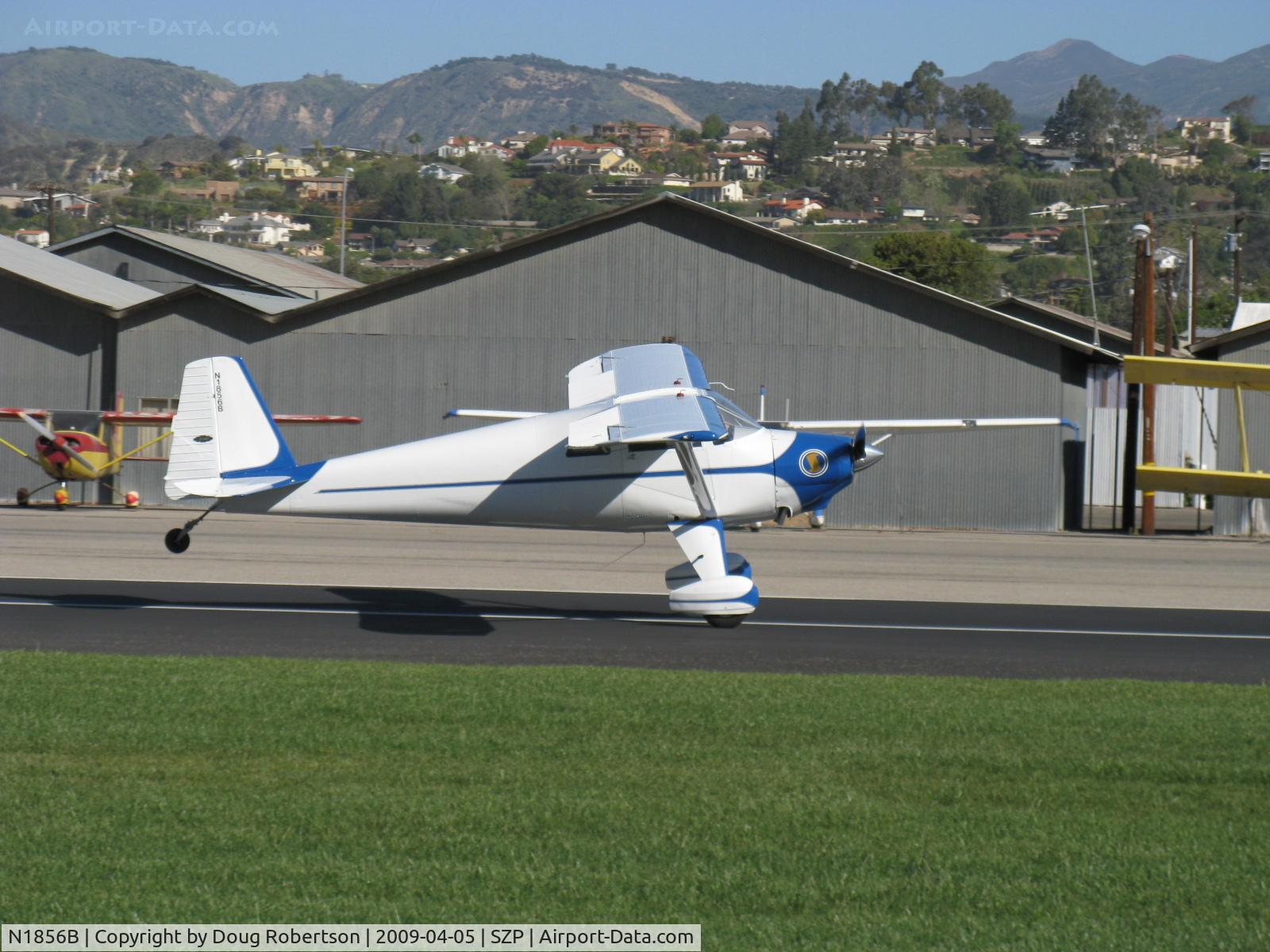 N1856B, Luscombe 8F Silvaire C/N 6283, 1957 Luscombe 8F SILVAIRE, Continental C90 90 Hp, landing Rwy 04