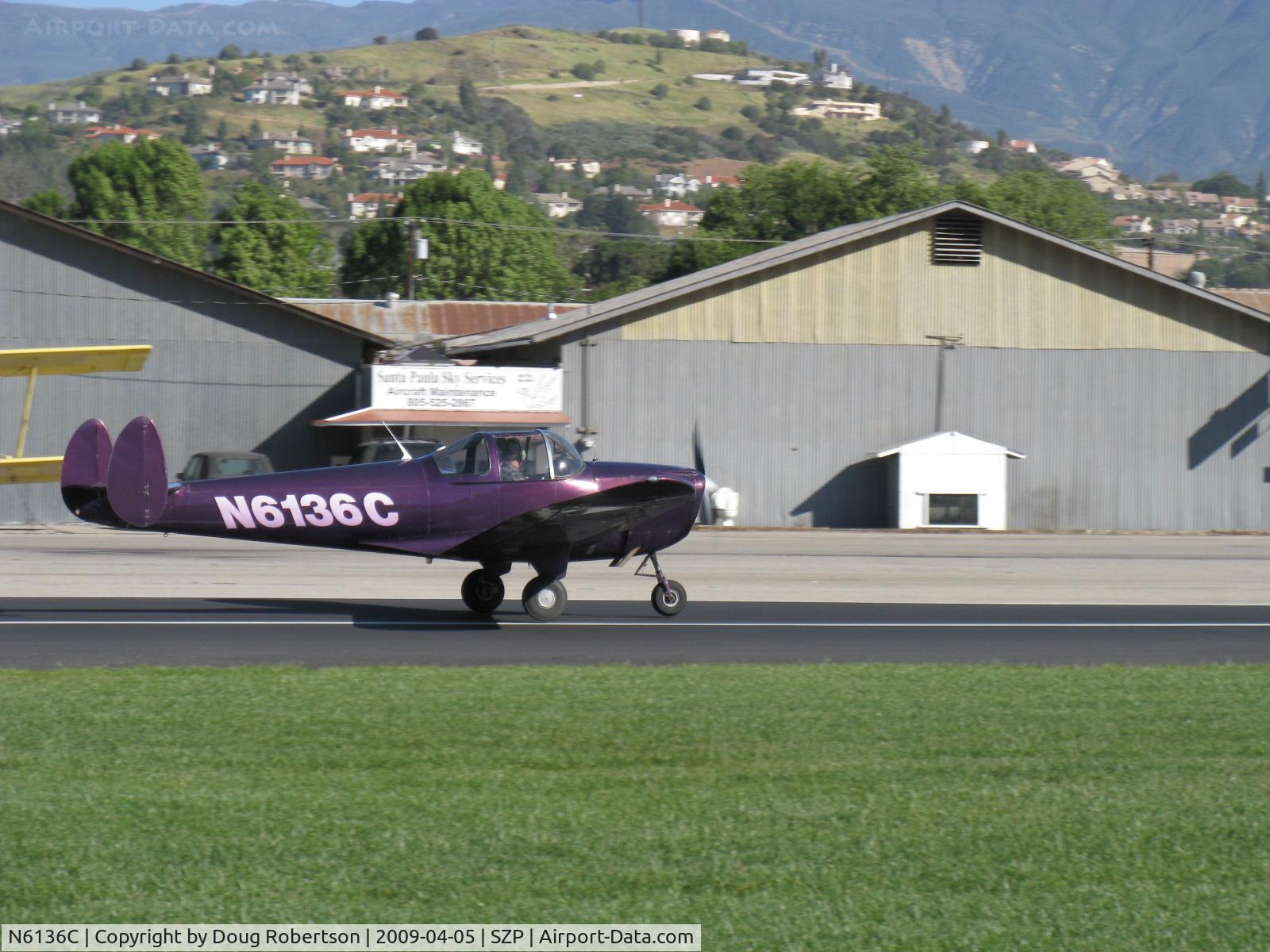 N6136C, 1956 Forney F-1 C/N 5607, 1956 Forney F-1 FORNAIRE AIRCOUPE, Continental C90-12 95 Hp for takeoff, Takeoff roll Rwy 04