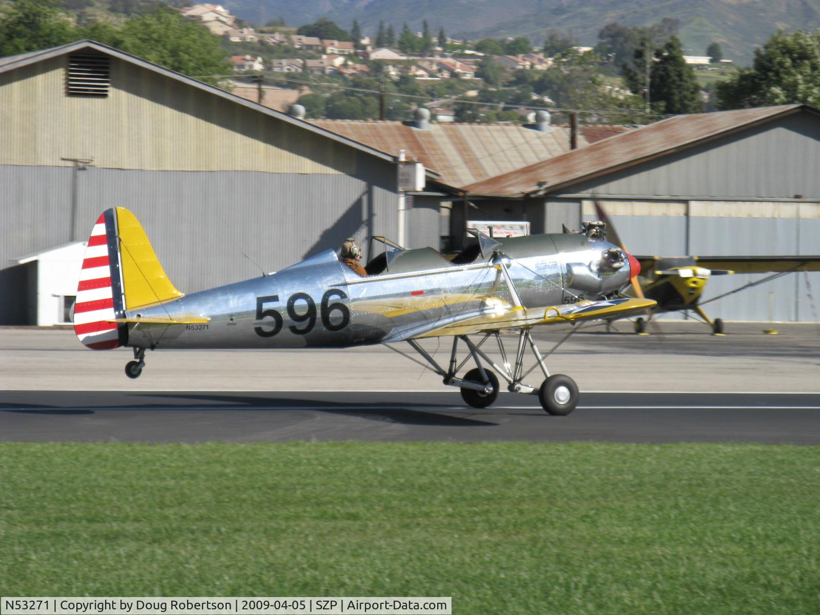 N53271, 1941 Ryan Aeronautical ST3KR C/N 1625, Ryan Aeronautical ST-3KR as PT-22, Kinner R5-540-1 160 Hp radial, landing roll Rwy 04