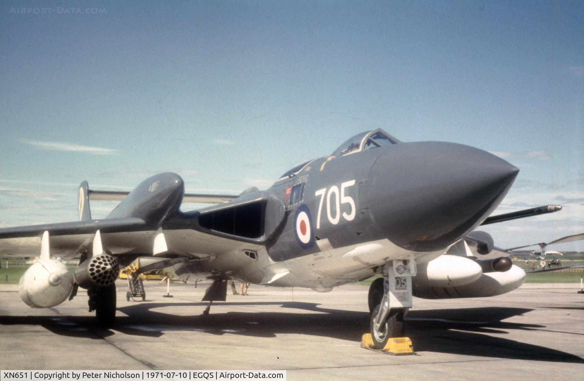 XN651, 1961 De Havilland DH-110 Sea Vixen FAW.2 C/N 10083, Another view of the 890 Squadron Sea Vixen at the 1971 RNAS Lossiemouth Open Day.