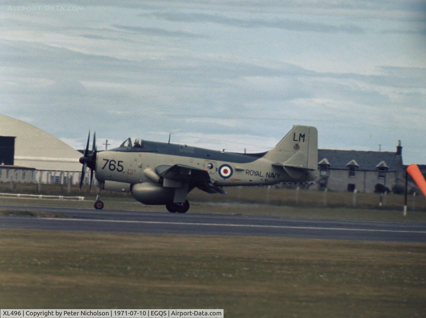 XL496, 1960 Fairey Gannet AEW.3 C/N F9455, 849 Squadron Gannet AEW.3 taxying after displaying at the 1971 RNAS Lossiemouth Open Day.