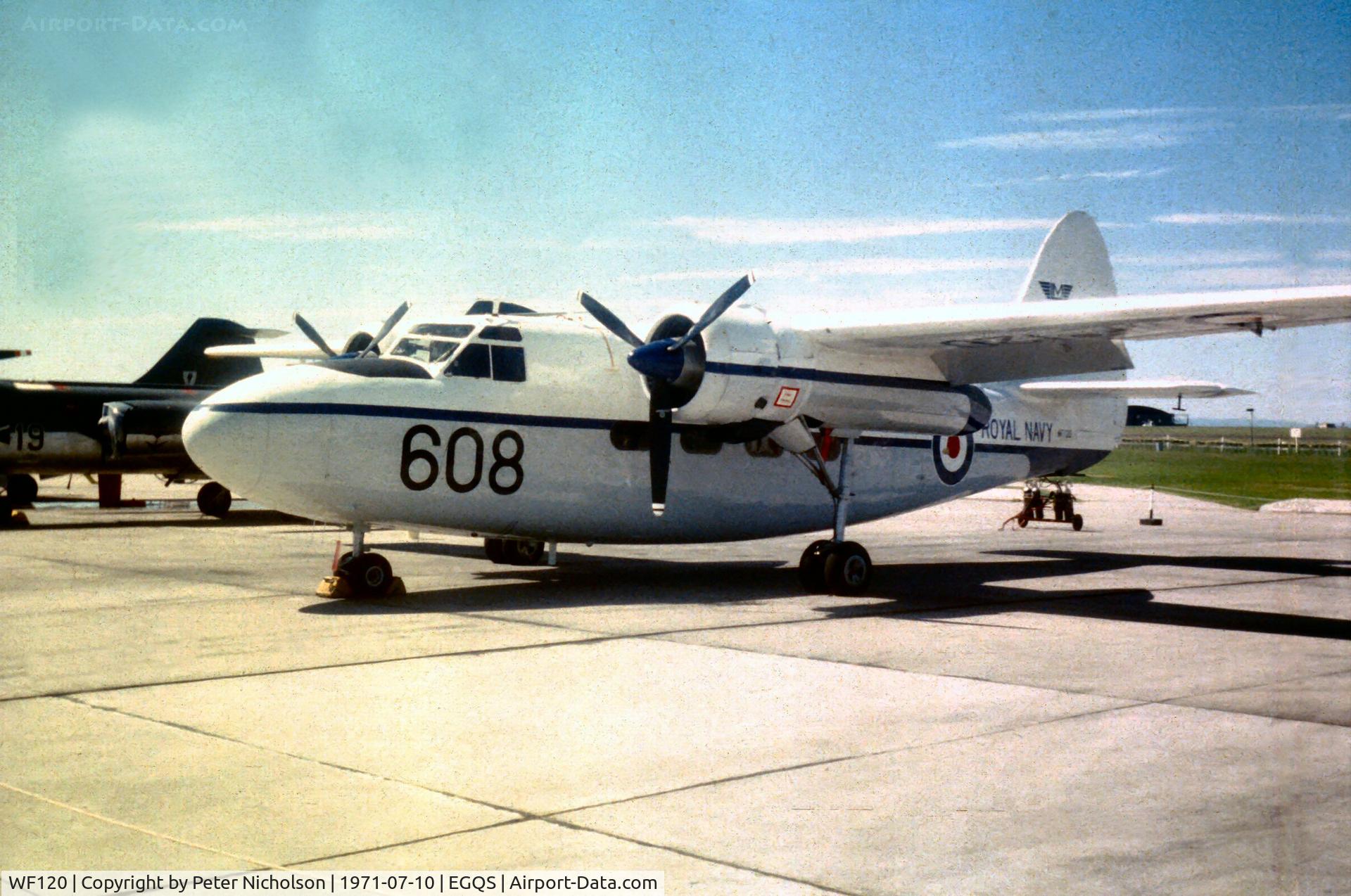WF120, 1951 Percival P-57 Sea Prince T1 C/N P57/16, Sea Prince T.1 of 750 Squadron at the 1971 RNAS Lossiemouth Open Day.