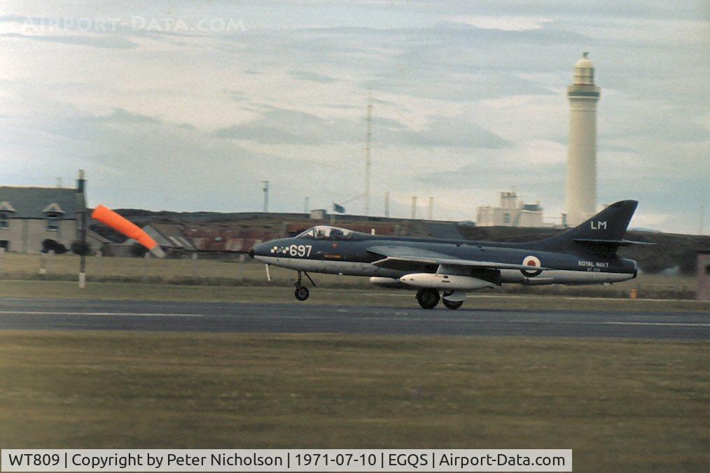 WT809, 1955 Hawker Hunter GA.11 C/N 41H-670752, Hunter GA.11 of 764 Squadron at the 1971 RNAS Lossiemouth Open Day.