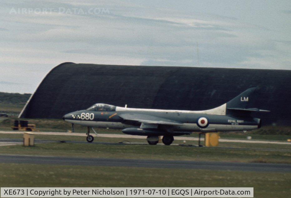XE673, 1955 Hawker Hunter GA.11 C/N HABL-003016, Hunter GA.11 of 764 Squadron at the 1971 RNAS Lossiemouth Open Day.