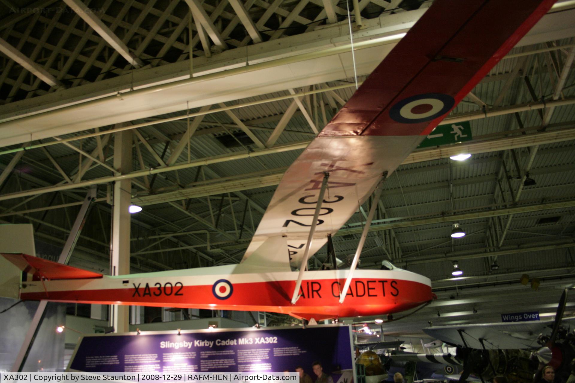XA302, Slingsby T-31B Cadet TX.3 C/N 844, Taken at the RAF Museum, Hendon. December 2008