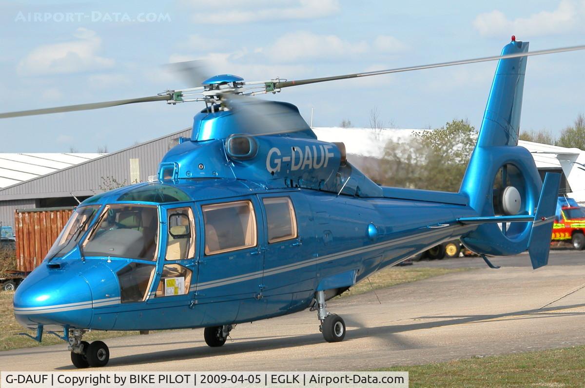 G-DAUF, 1991 Aerospatiale AS-365N-2 Dauphin C/N 6407, TAXYING FROM THE PREMIAIR COMPOUND TO RWY 07