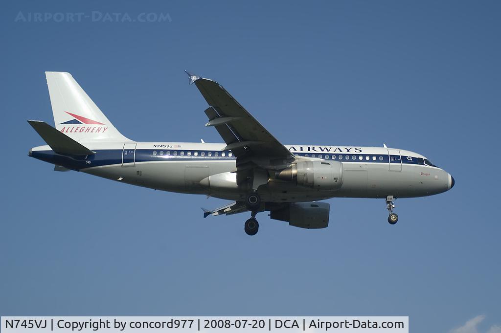 N745VJ, 2000 Airbus A319-112 C/N 1289, My favorite of all the retro-jet liveries.  Long live Allegheny.