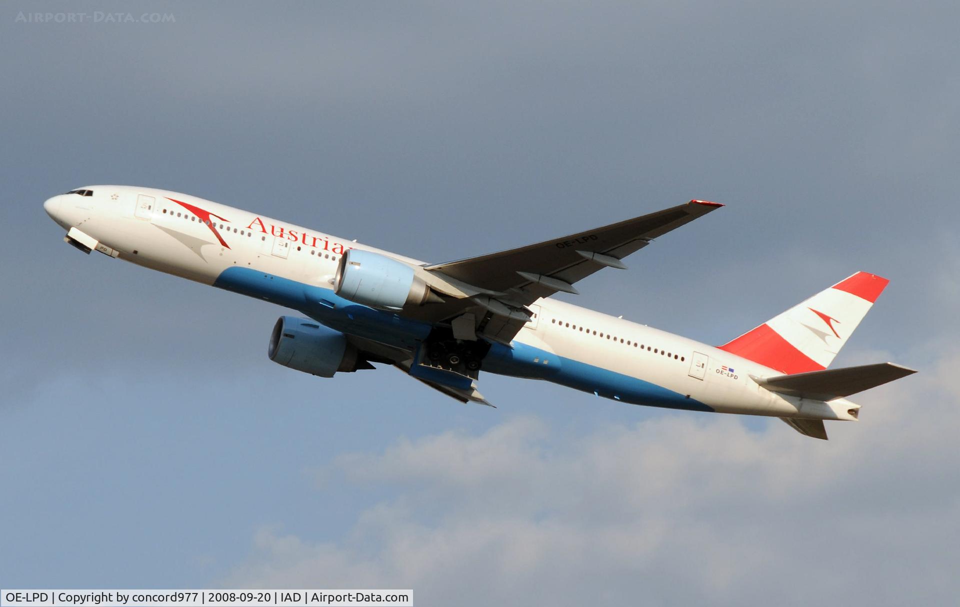 OE-LPD, 2006 Boeing 777-2Z9/ER C/N 35960, Departing KIAD for Vienna