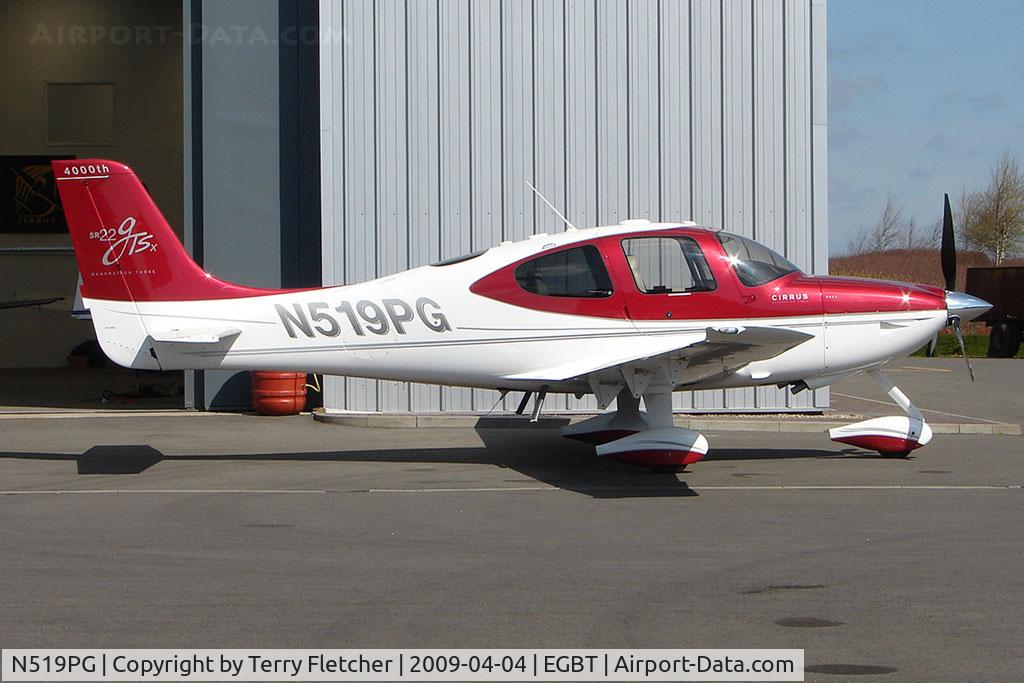 N519PG, 2008 Cirrus SR22 G3 GTSX Perspective C/N 2992, Cirrus SR22 at Turweston with 4000th Cirrus on tail