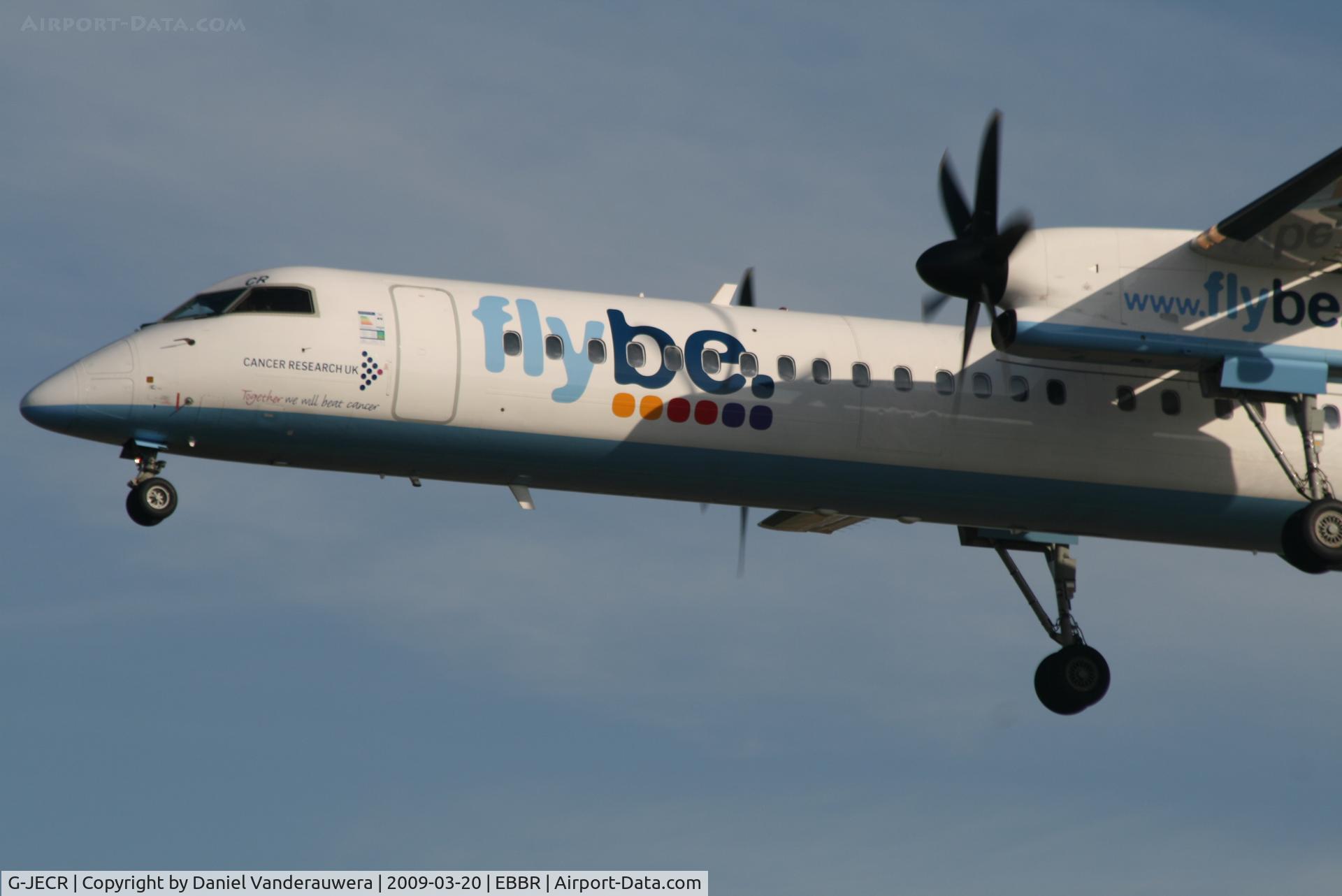 G-JECR, 2006 De Havilland Canada DHC-8-402Q Dash 8 C/N 4139, arrival of flight BE7181 to rwy 25L