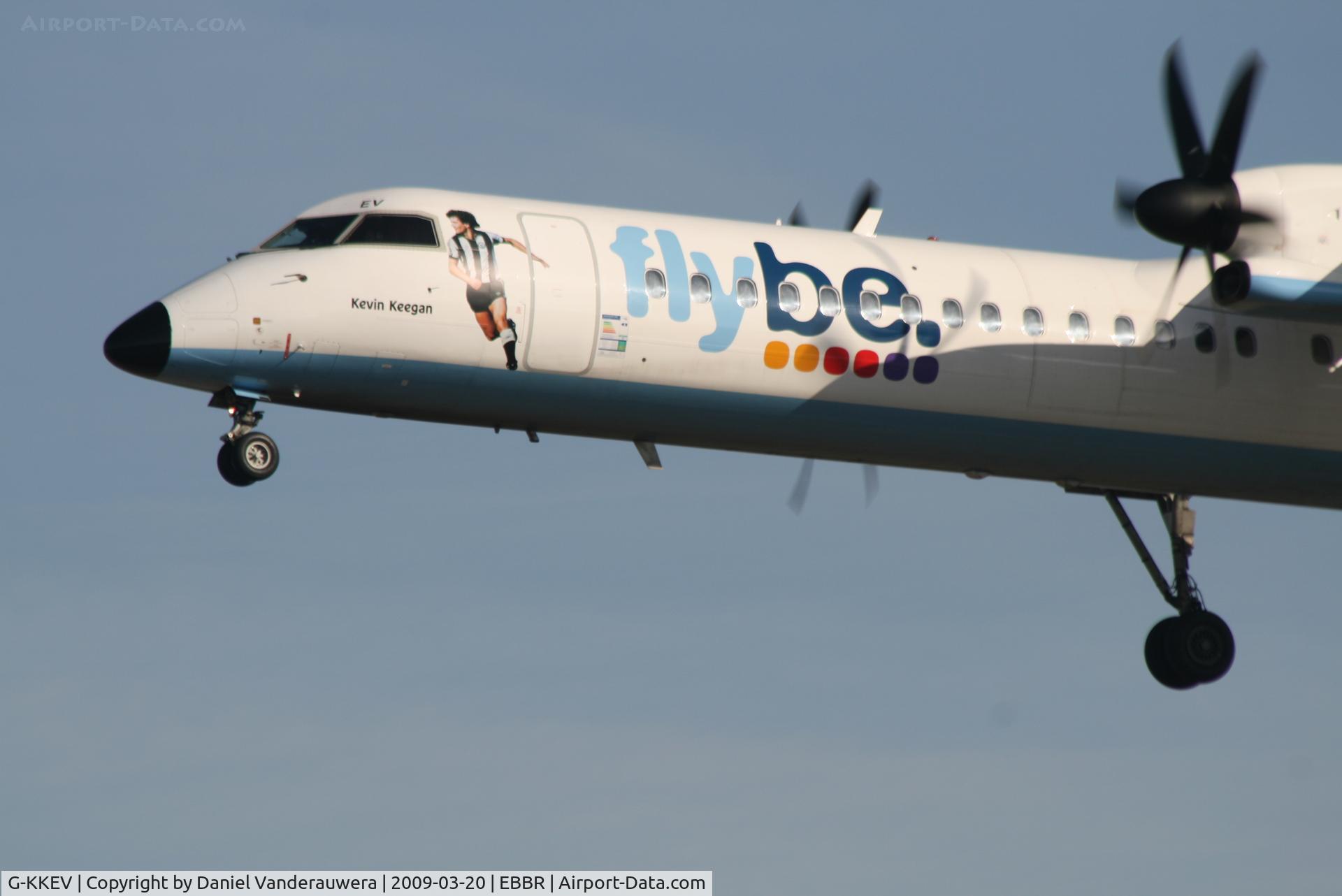 G-KKEV, 2008 De Havilland Canada DHC-8-402Q Dash 8 C/N 4201, arrival of flight BE1841 to rwy 25L