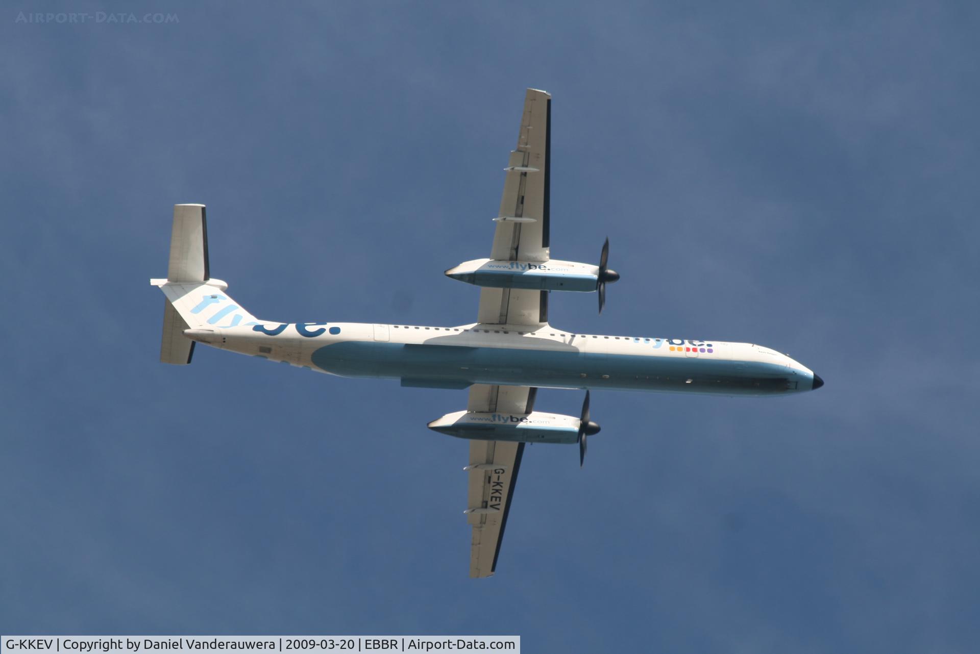 G-KKEV, 2008 De Havilland Canada DHC-8-402Q Dash 8 C/N 4201, taking off from rwy 07R