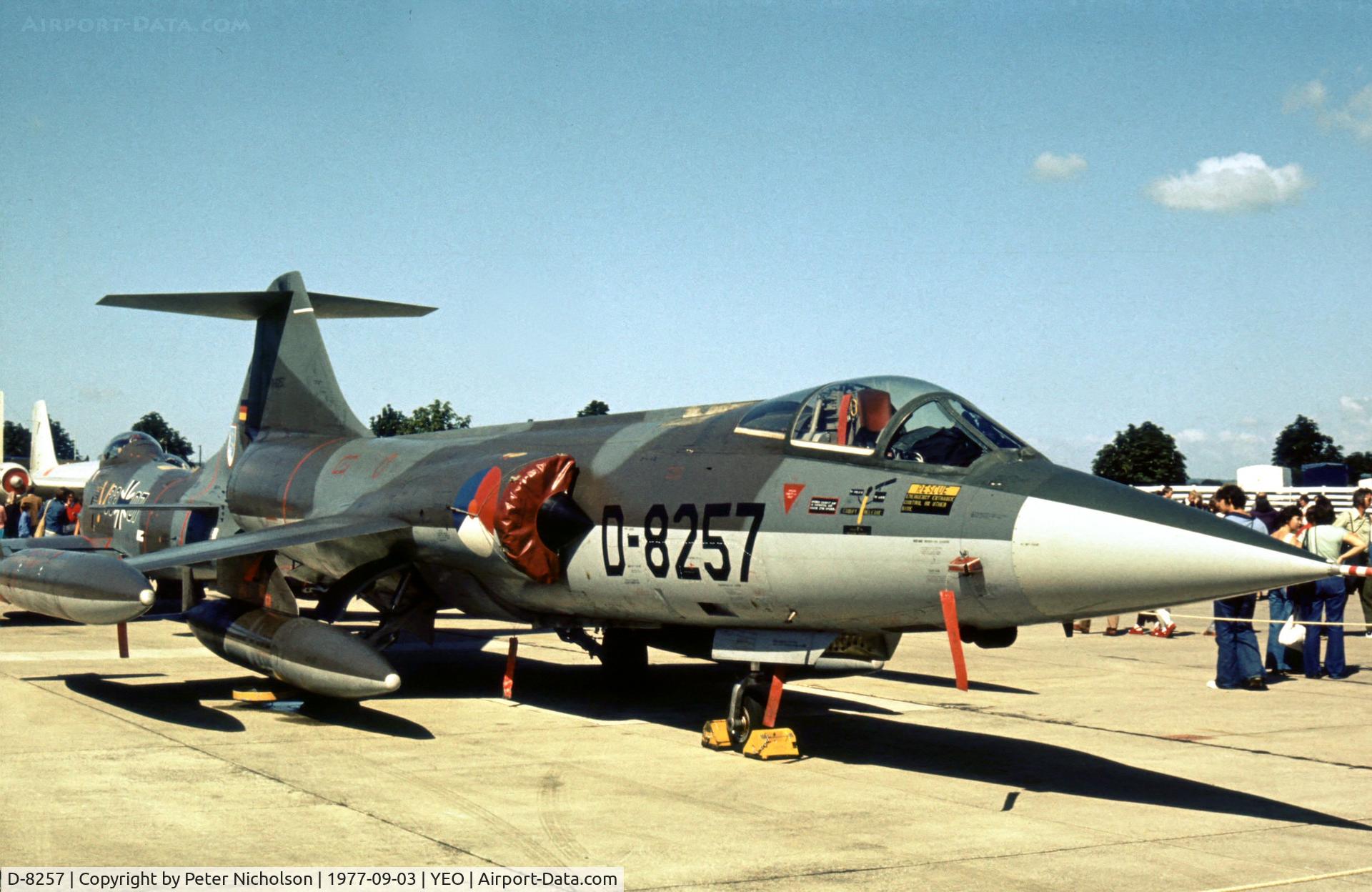 D-8257, Lockheed F-104G Starfighter C/N 683-8257, F-104G of the Royal Netherlands Air Force at the 1977 RNAS Yeovilton Air Day.
