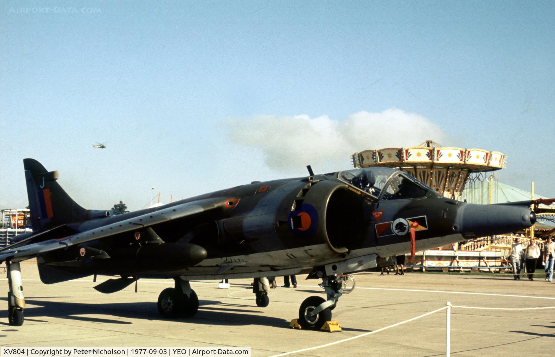 XV804, 1970 Hawker Siddeley Harrier GR.3 C/N 712054, Harrier GR.3 of 233 Operational Conversion Unit displayed at the 1977 RNAS Yeovilton Air Day.