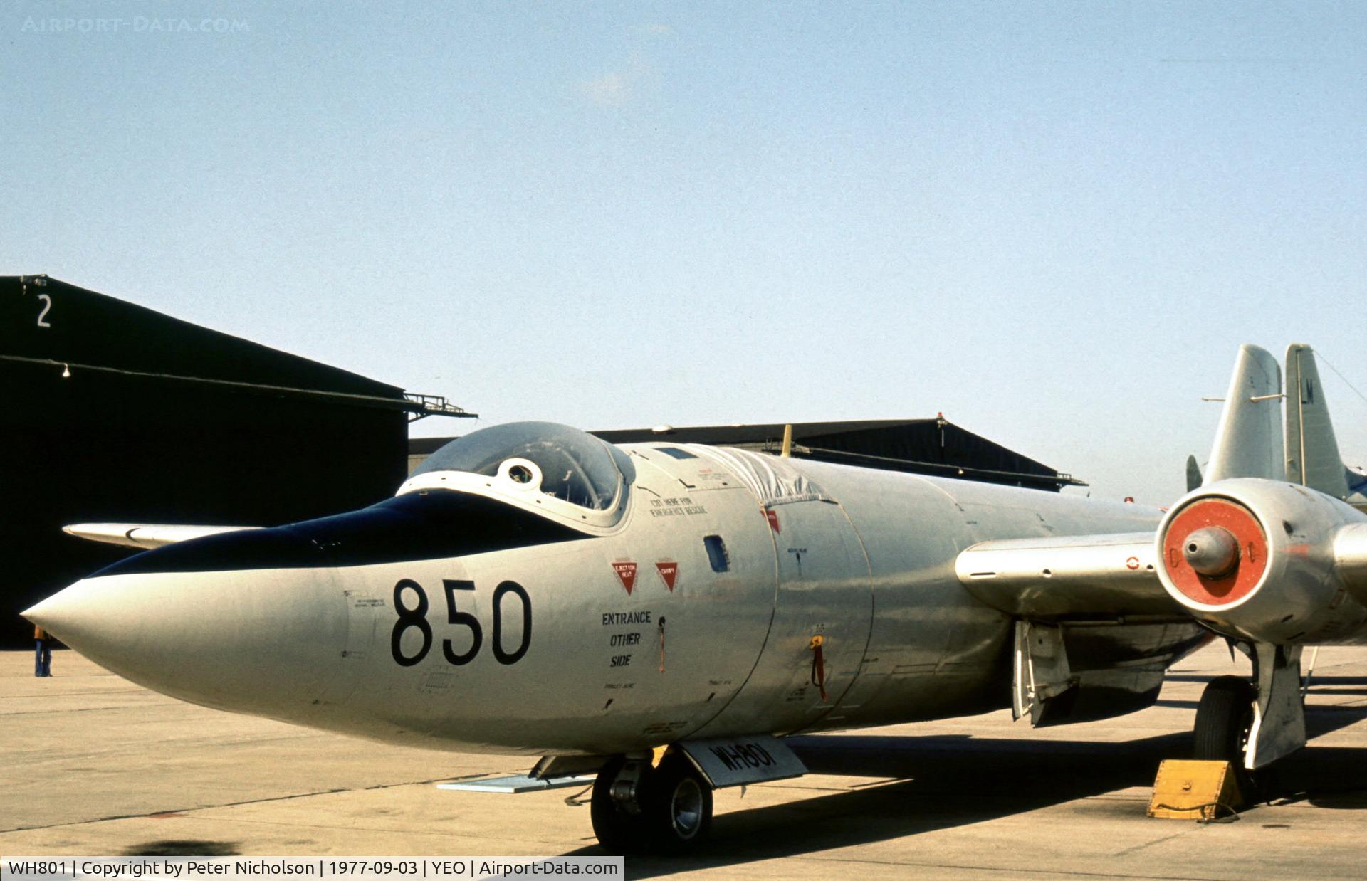 WH801, 1954 English Electric Canberra T.22 C/N EEP71301, Different nose contours on this version of the Canberra as seen at the 1977 RNAS Yeovilton Air Day.