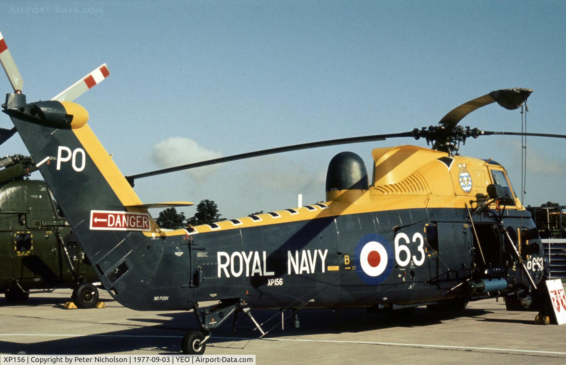 XP156, 1962 Westland Wessex HAS.3 C/N WA89, Wessex HAS.3 of 737 Squadron in the static park of the 1977 RNAS Yeovilton Air Day.
