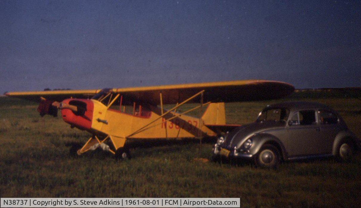 N38737, 1941 Piper J3F-65 C/N 7208, A J3 Cub with Red nose.  Two owners called it 