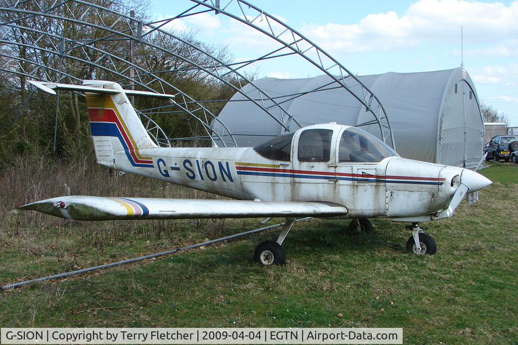 G-SION, 1981 Piper PA-38-112 Tomahawk Tomahawk C/N 38-81A0146, Piper Tomahawk looking WFU at Enstone North