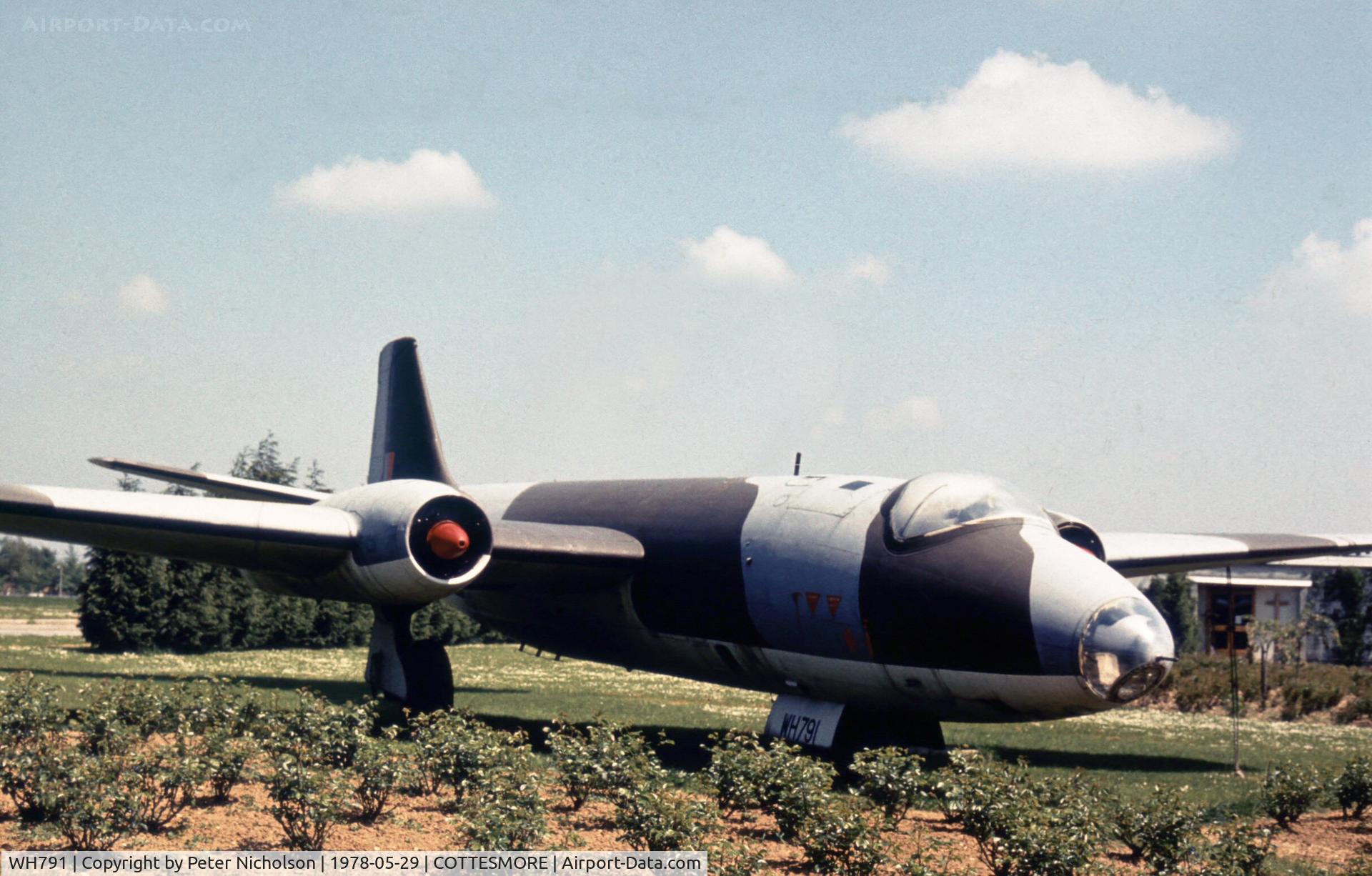 WH791, 1954 English Electric Canberra PR.7 C/N Not found WH791, In the Summer of 1978 this Canberra PR.7 was the gate guardian at RAF Cottesmore.