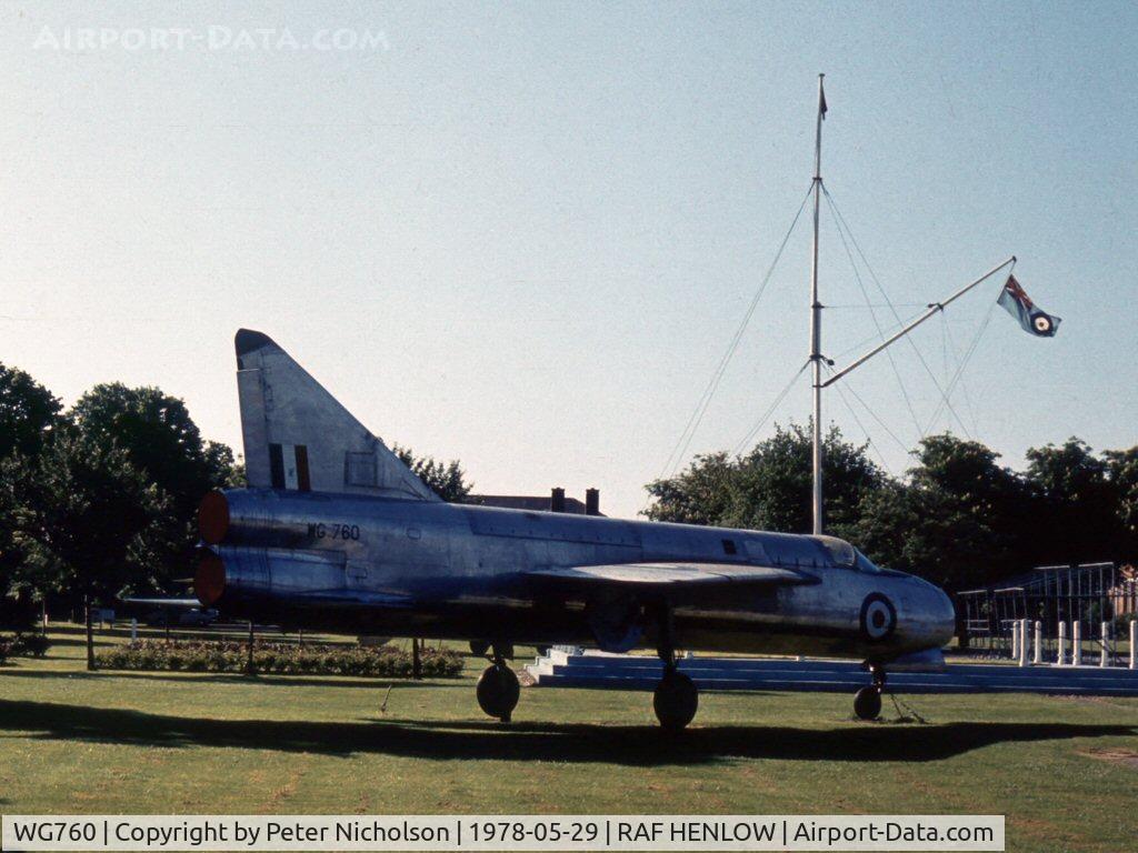 WG760, 1954 English Electric P.1A C/N 95001, This English Electric P.1A was a gate guardian at RAF Henlow where it had been since July 1962.