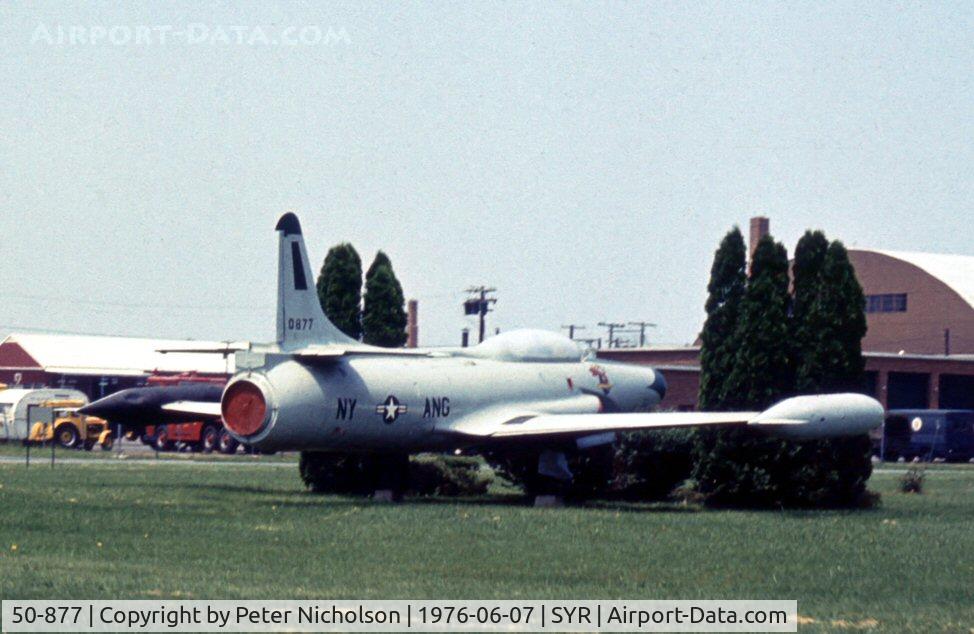 50-877, 1950 Lockheed YF-94C Starfire C/N 780-7183, YF-94C Starfire as gate guardian at the New York ANG unit at Syracuse.