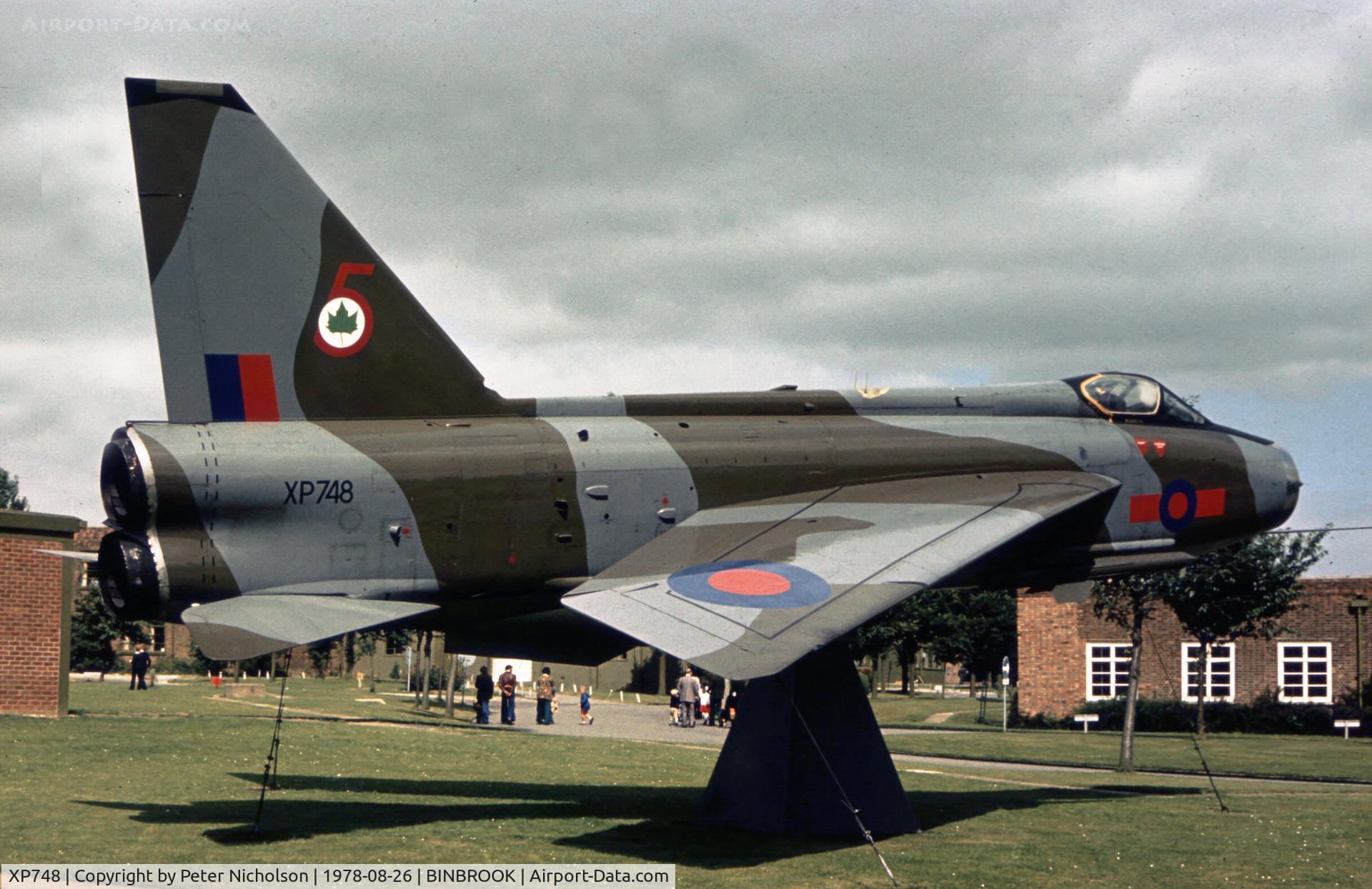 XP748, 1964 English Electric Lightning F.3 C/N 95176, Lightning F.3 XP 748 was a gate guardian at RAF Binbrook from May 1977 until June 1988.