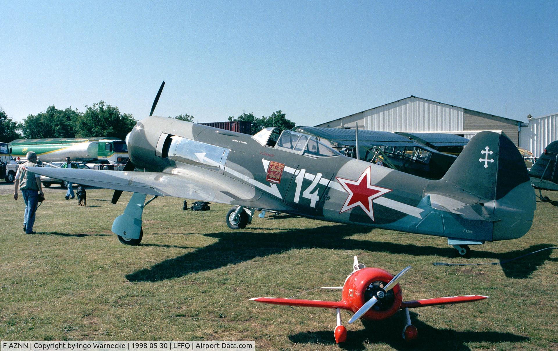 F-AZNN, Yakovlev Yak-11 C/N 25 III/05, Yakovlev Yak-11 (converted to single seater) at the Meeting Aerien 1998, La-Ferte-Alais, Cerny