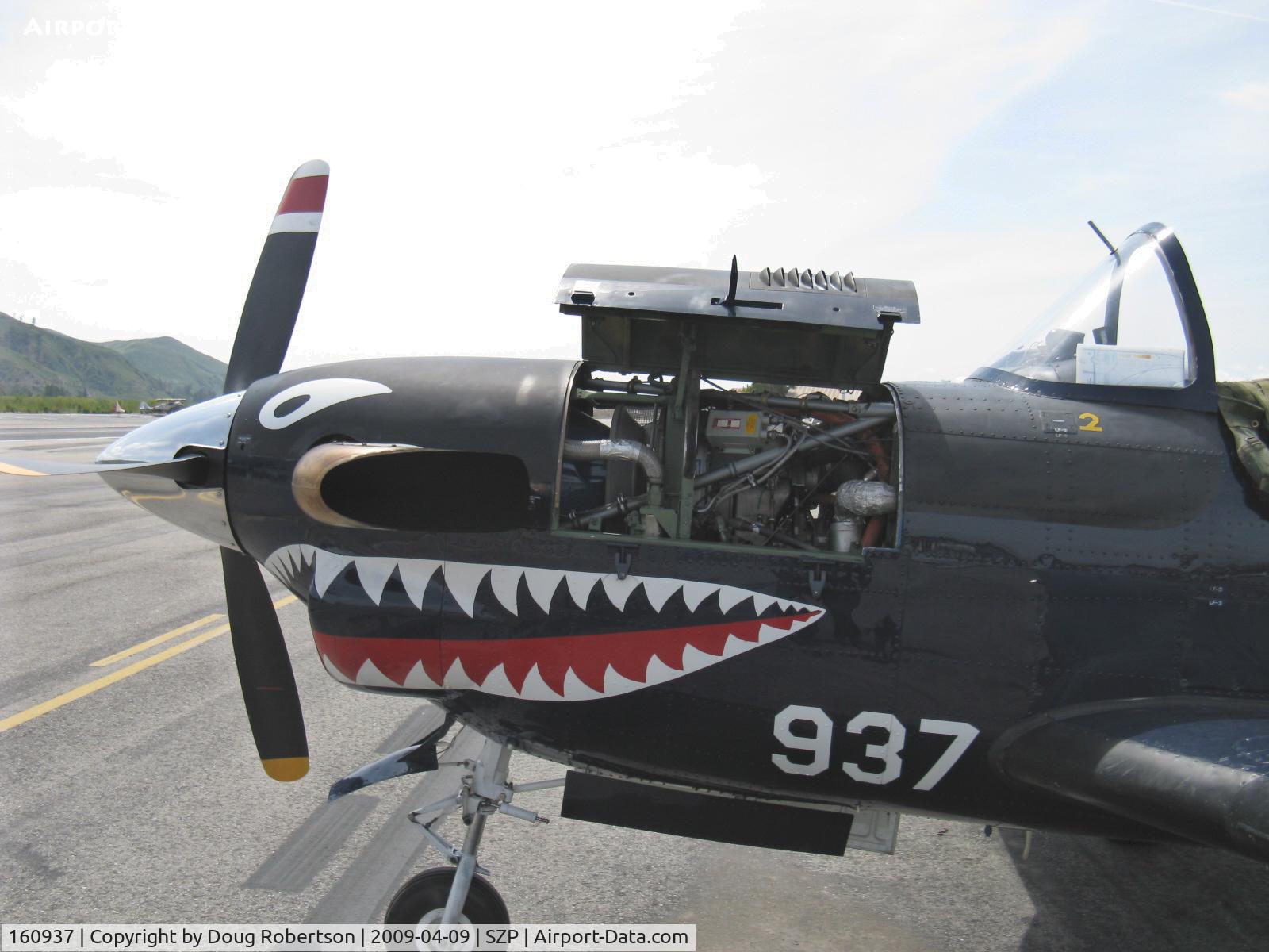 160937, Beech T-34C Turbo Mentor C/N GL-123, Beech T34C TURBINE MENTOR Sierra Hotel of USMC VMFAT 101, one P&W(C)PT6A-25 400 shp turboprop. Returned to service 1998. Cowls up.
