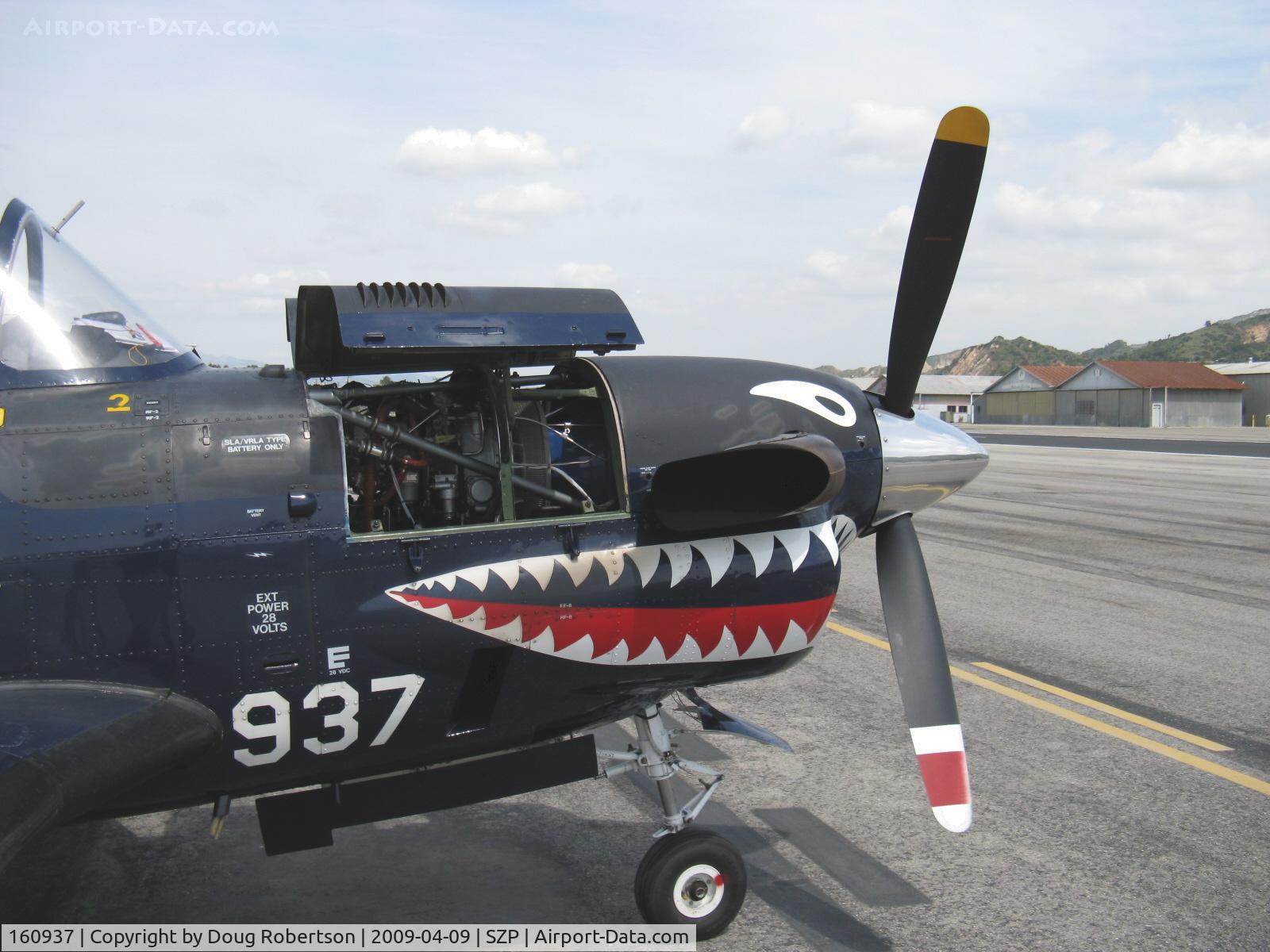 160937, Beech T-34C Turbo Mentor C/N GL-123, Beech T-34C MENTOR Sierra Hotel of USMC VMFAT-101, one P&W(C)PT6A-25 400 shp turboprop. Returned to service 1998. Cowls up.