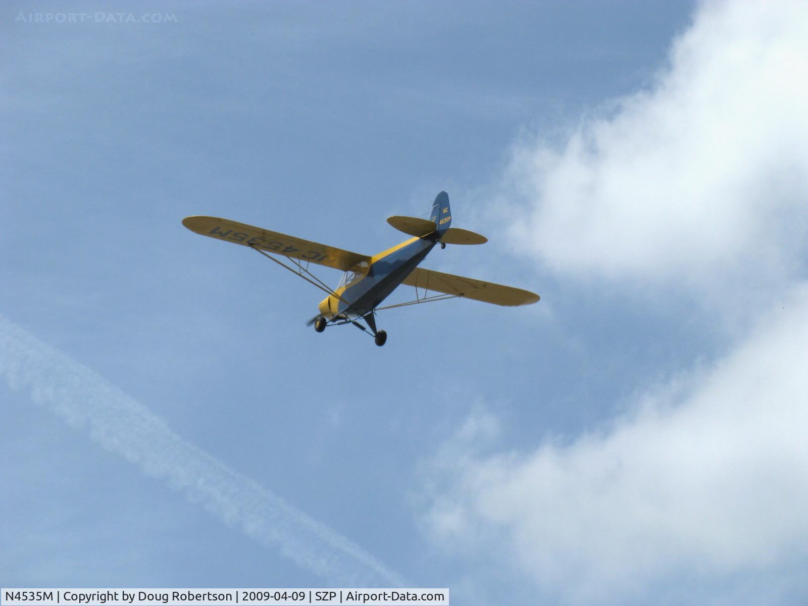 N4535M, 1947 Piper PA-11 Cub Special C/N 11-39, 1947 Piper PA-11 CUB SPECIAL, Continental A&C-65 65 Hp, Takeoff climbout Rwy 22
