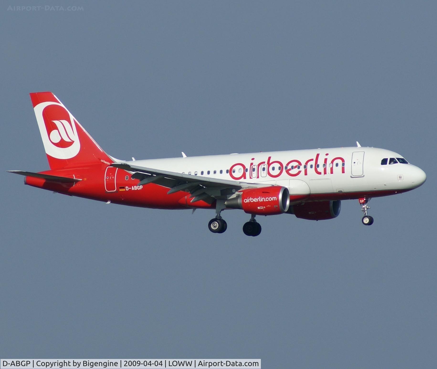 D-ABGP, 2008 Airbus A319-112 C/N 3728, Air Berlin landing Rwy16.