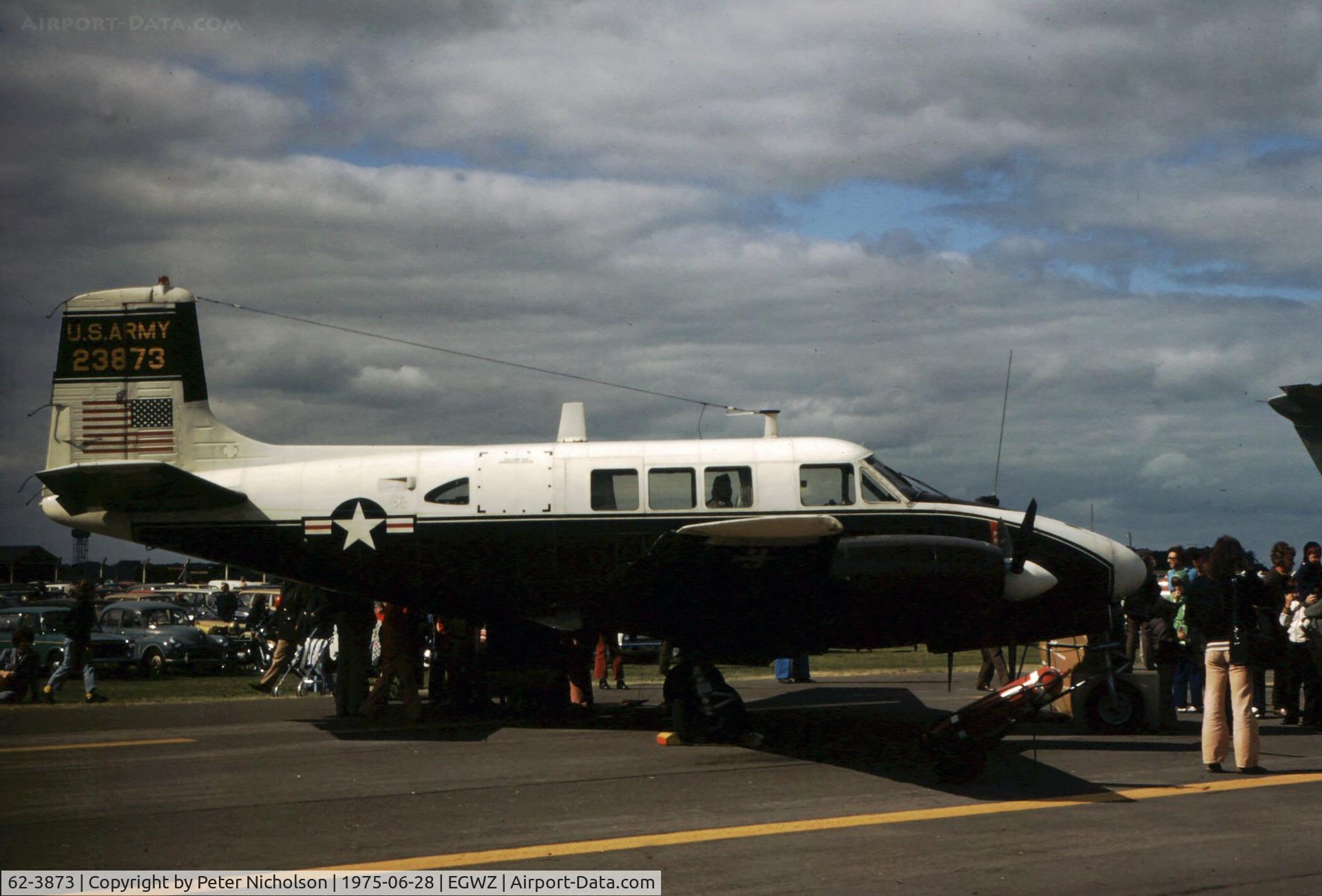 62-3873, 1962 Beech U-8F Seminole C/N LF.71, U-8F Seminole of Stuttgart based 2 Military Intelligence Battalion at the 1975 RAF Alconbury Open Day.