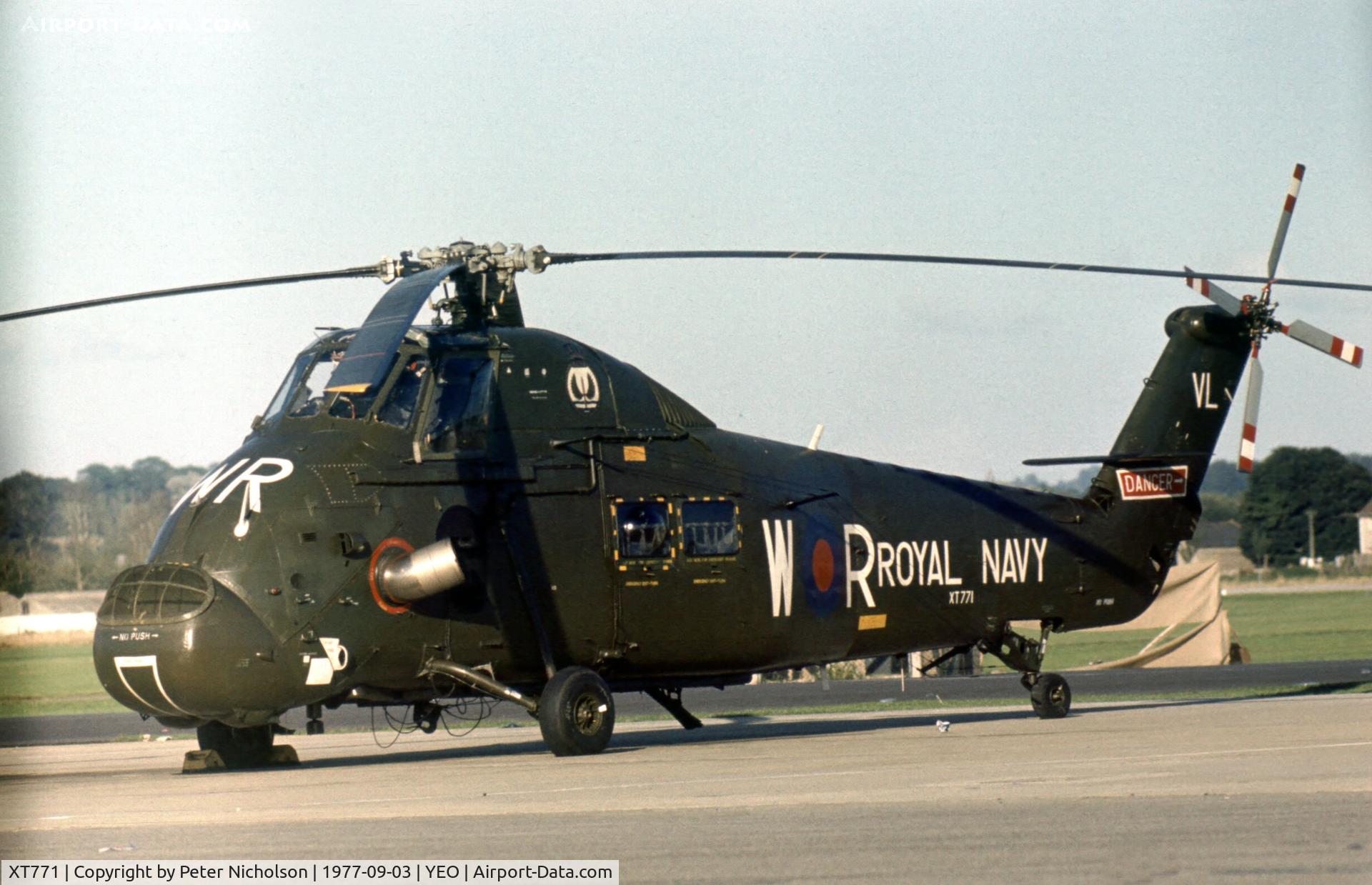 XT771, 1967 Westland Wessex HU.5 C/N WA553, Wessex HU.5 of 707 Squadron at the 1977 RNAS Yeovilton Air Day.