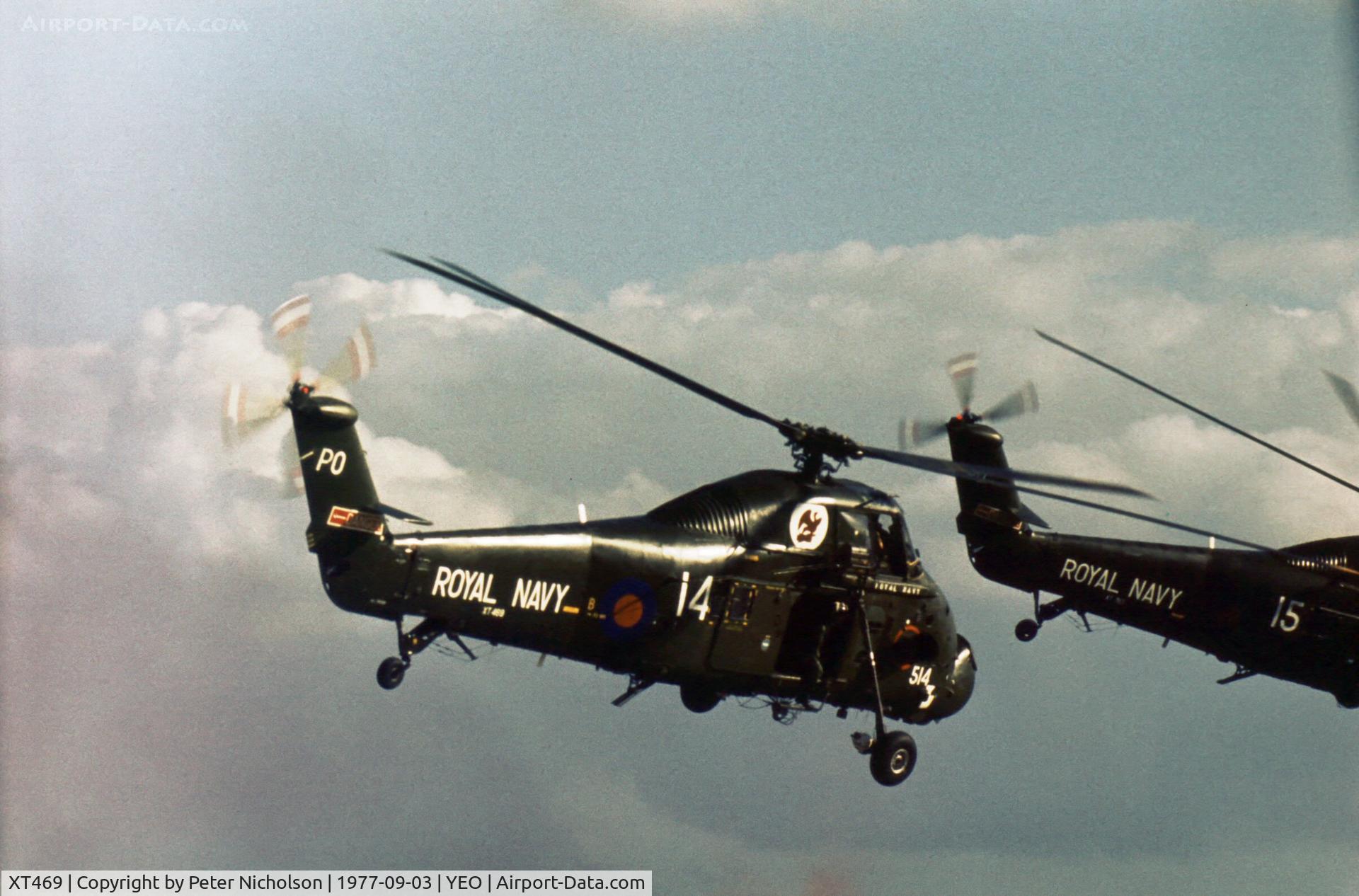 XT469, 1965 Westland Wessex HU.5 C/N WA291, Wessex HU.5 of 737 Squadron at the 1977 RNAS Yeovilton Air Day.