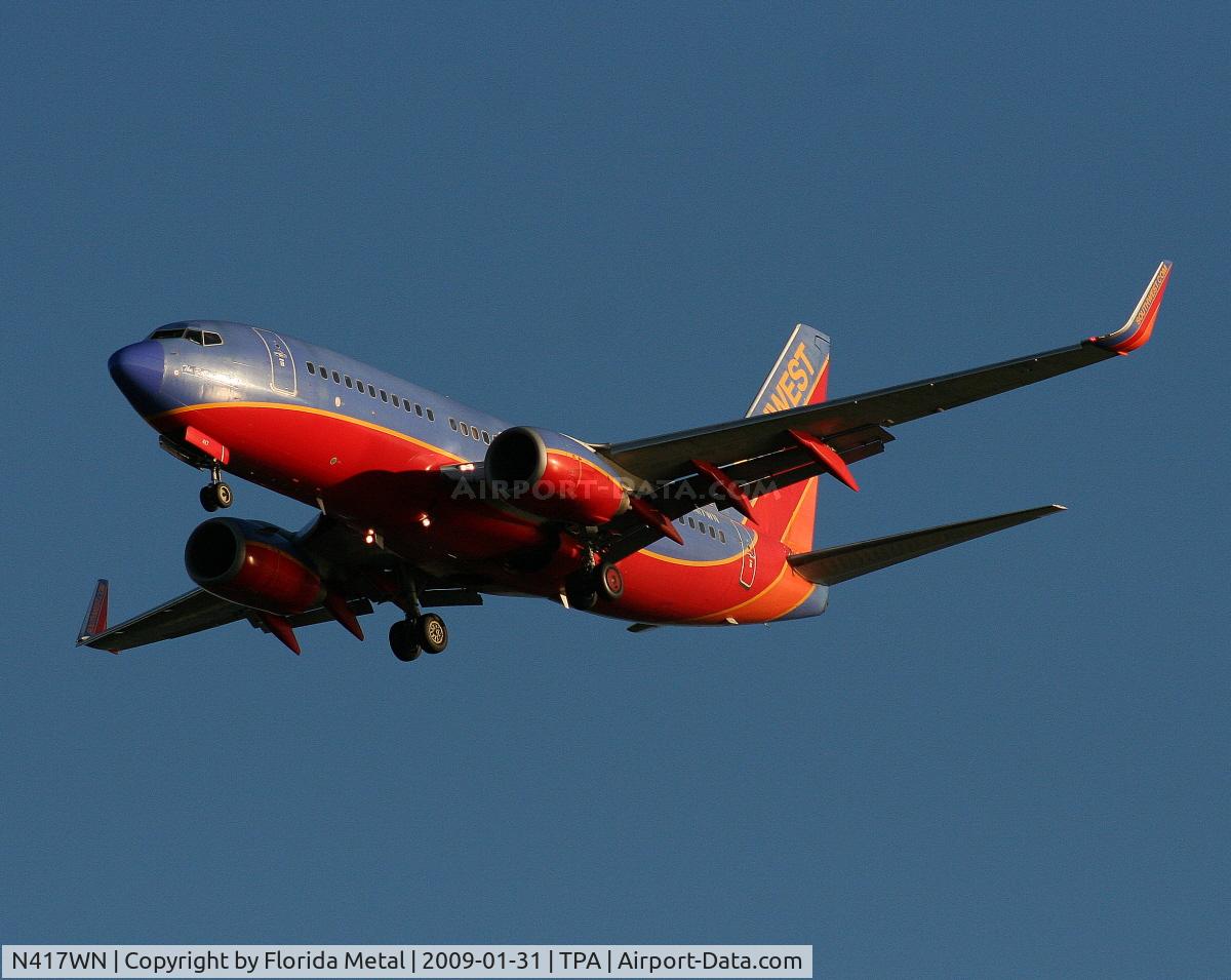 N417WN, 2001 Boeing 737-7H4 C/N 29822, Southwest 737-700