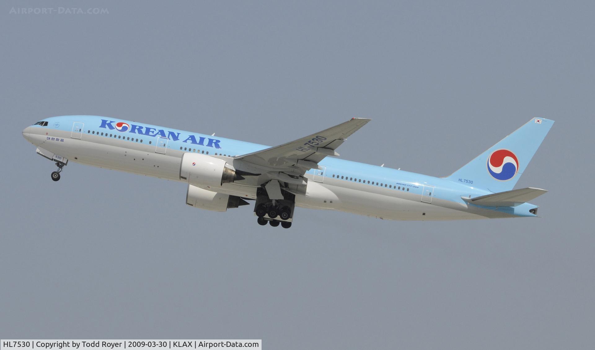HL7530, 1997 Boeing 777-2B5/ER C/N 27945, Departing LAX on 25R