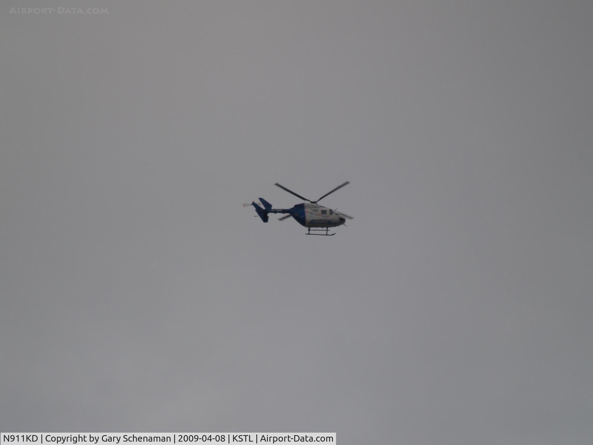 N911KD, 1991 Eurocopter-Kawasaki BK-117B-2 C/N 7237, DOWNTOWN ST. LOUIS.  OVER BUSCH FIELD