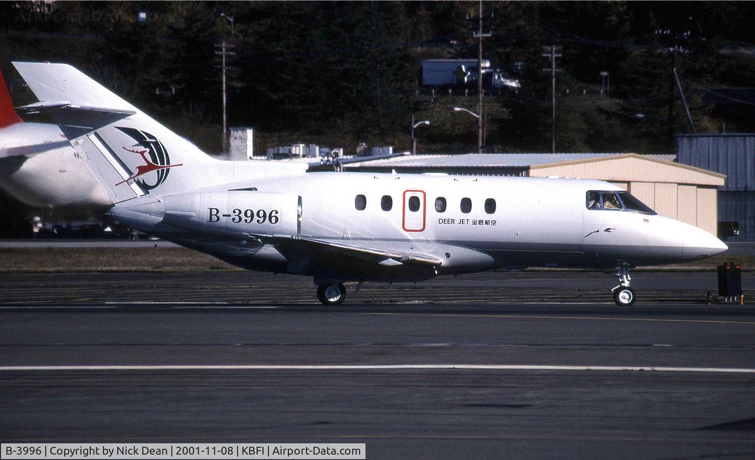B-3996, 2001 Raytheon Hawker 800XP C/N 258536, KBFI