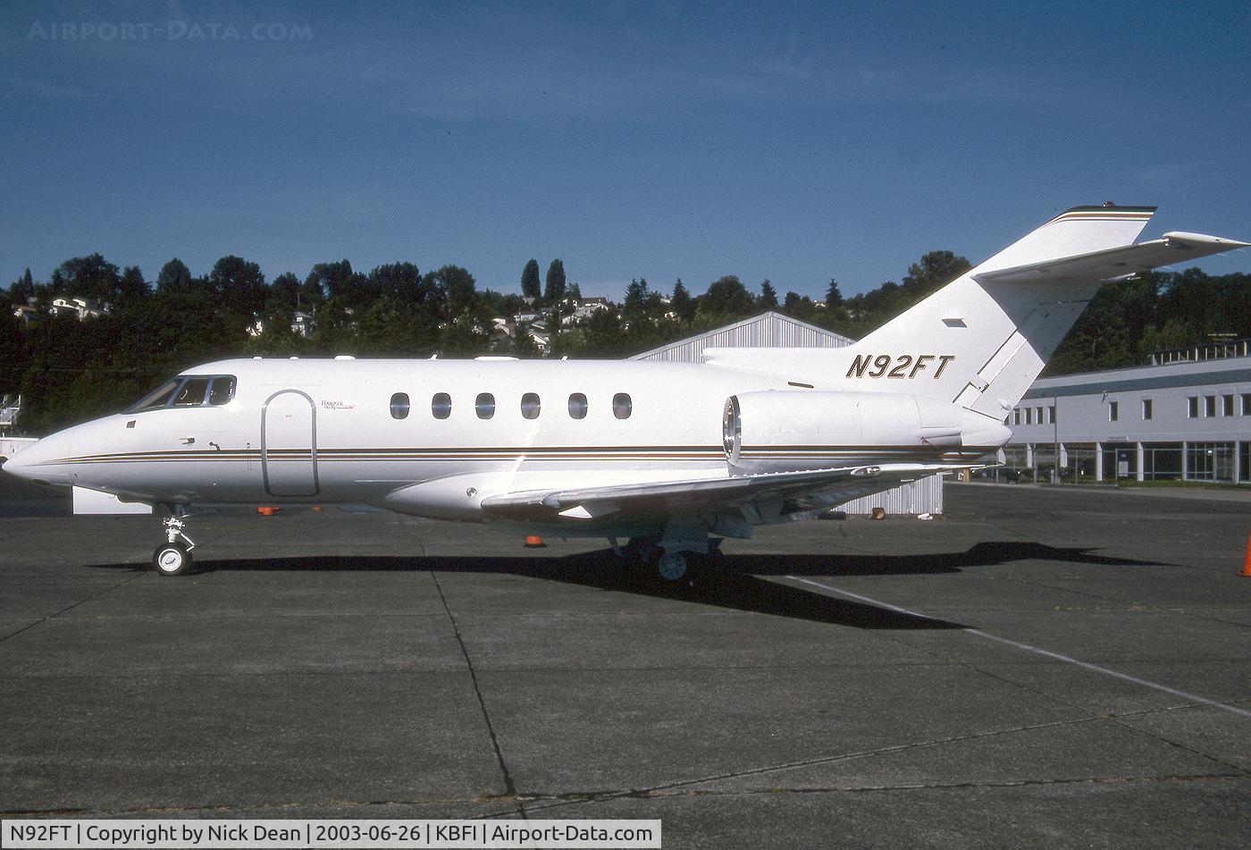 N92FT, 2002 Raytheon Hawker 800XP C/N 258598, KBFI