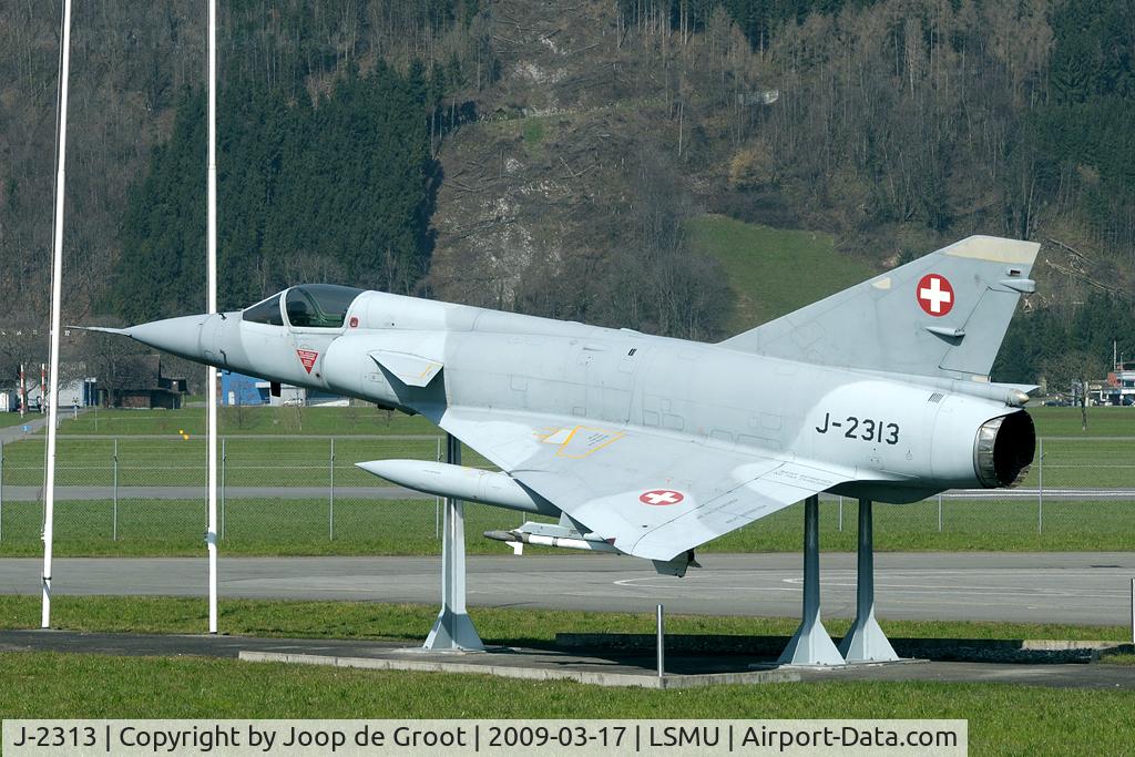 J-2313, Dassault (F+W Emmen) Mirage IIIS C/N 17-26-110, This Mirage is preserved near the control tower.