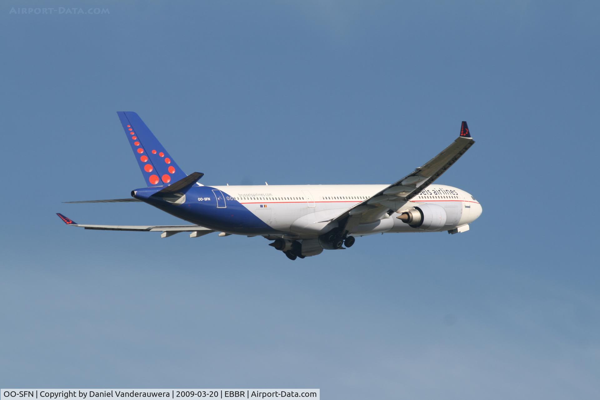 OO-SFN, 1993 Airbus A330-301 C/N 037, taking off from RWY 07R